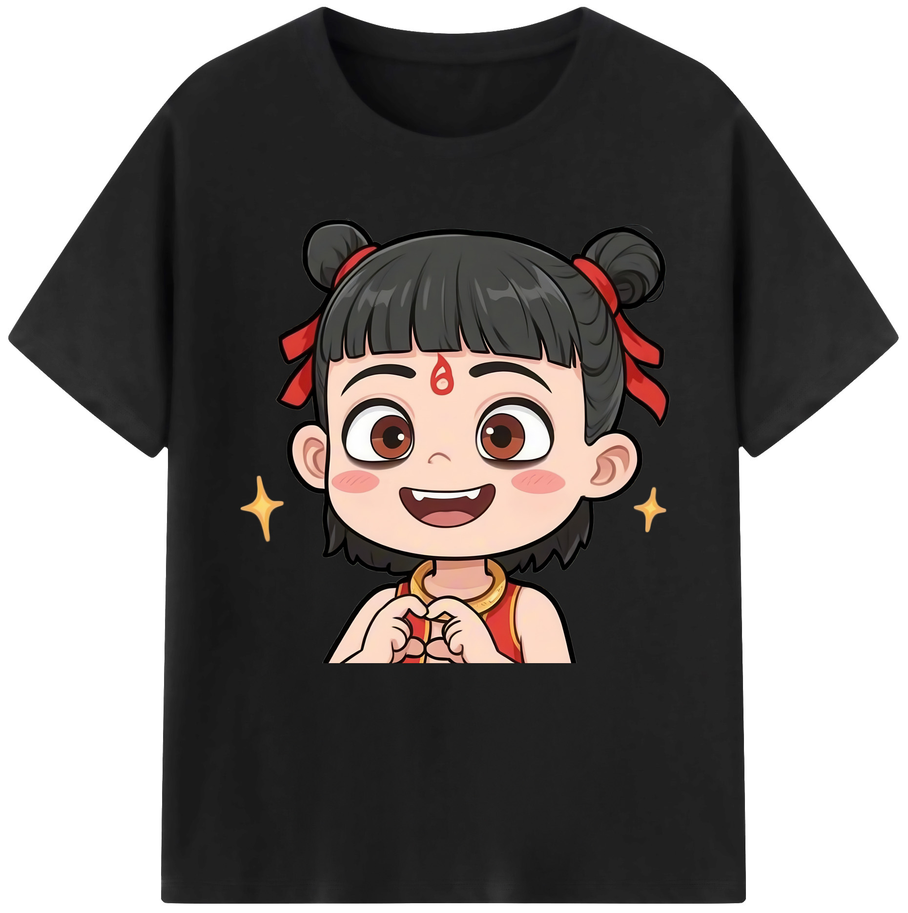 （画像用） Ne Zha 2 ナタ 魔童の大暴れ 綿100％半袖Tシャツ（フロントプリント）