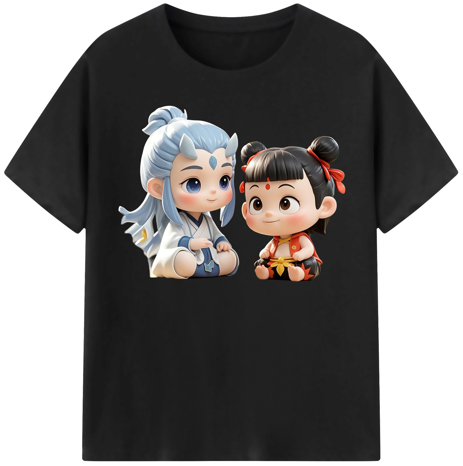 （画像用） Ne Zha 2 ナタ 魔童の大暴れ 綿100％半袖Tシャツ（フロントプリント）