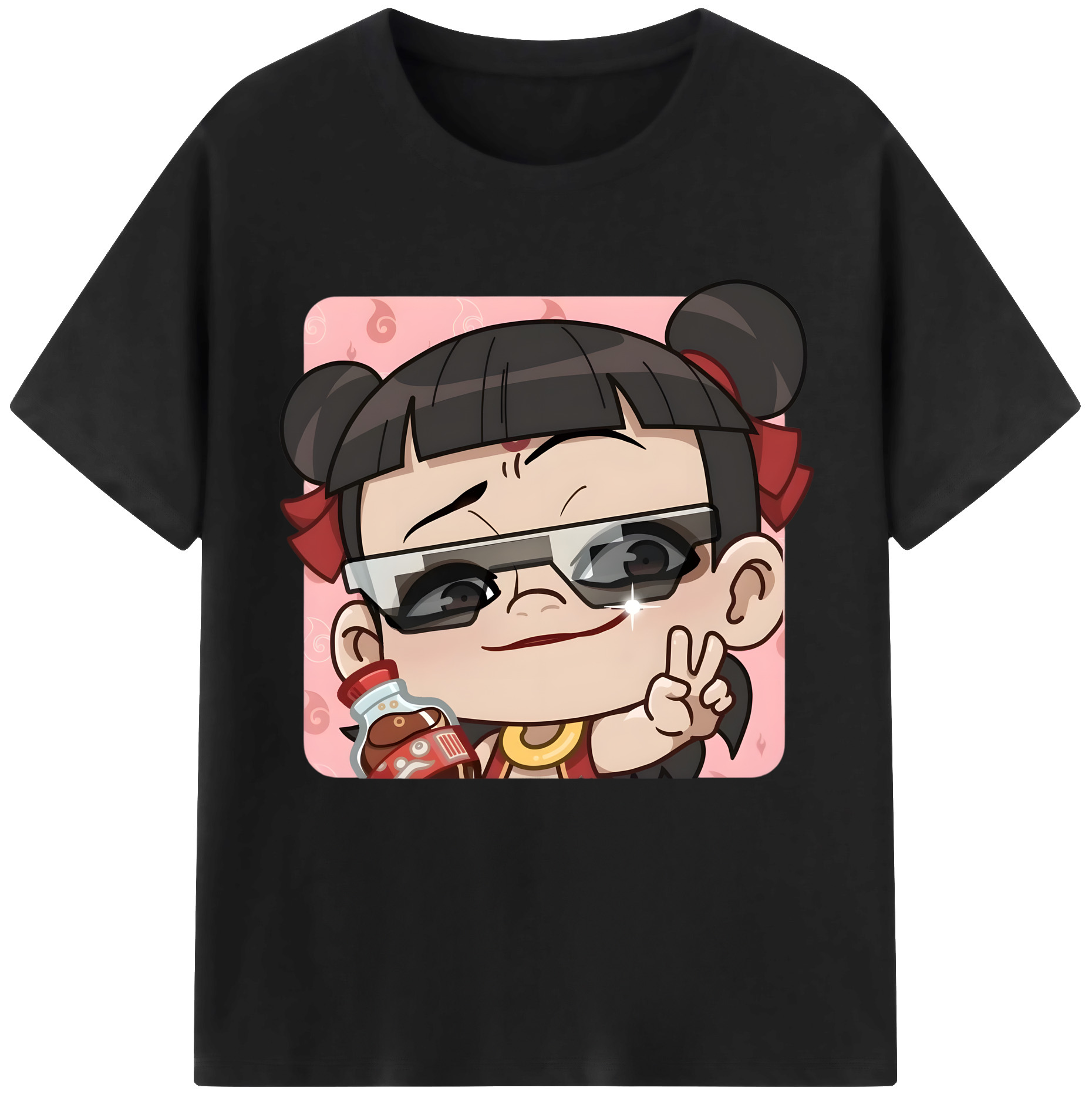 （画像用） Ne Zha 2 ナタ 魔童の大暴れ 綿100％半袖Tシャツ（フロントプリント）