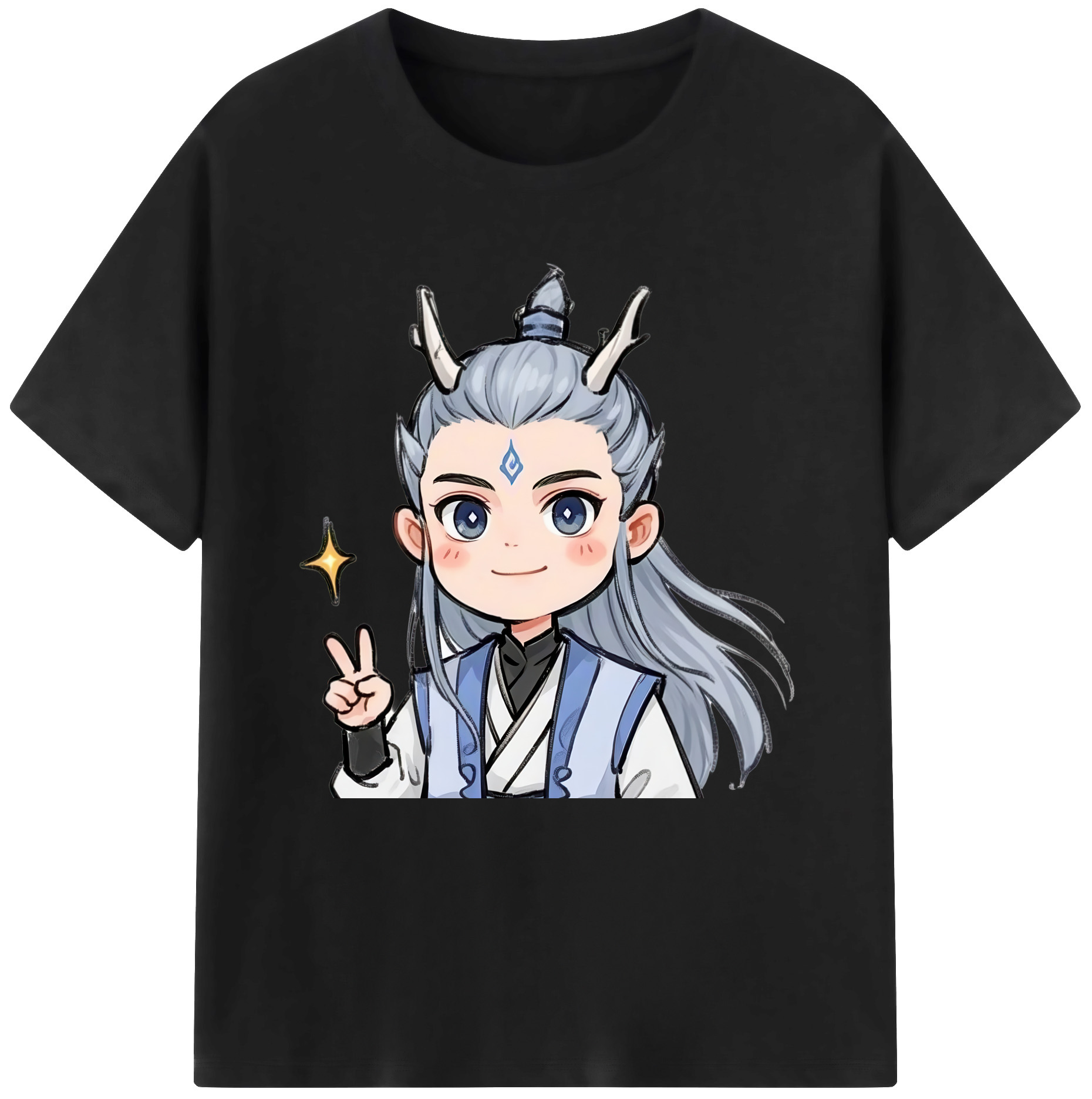（画像用） Ne Zha 2 ナタ 魔童の大暴れ 綿100％半袖Tシャツ（フロントプリント）