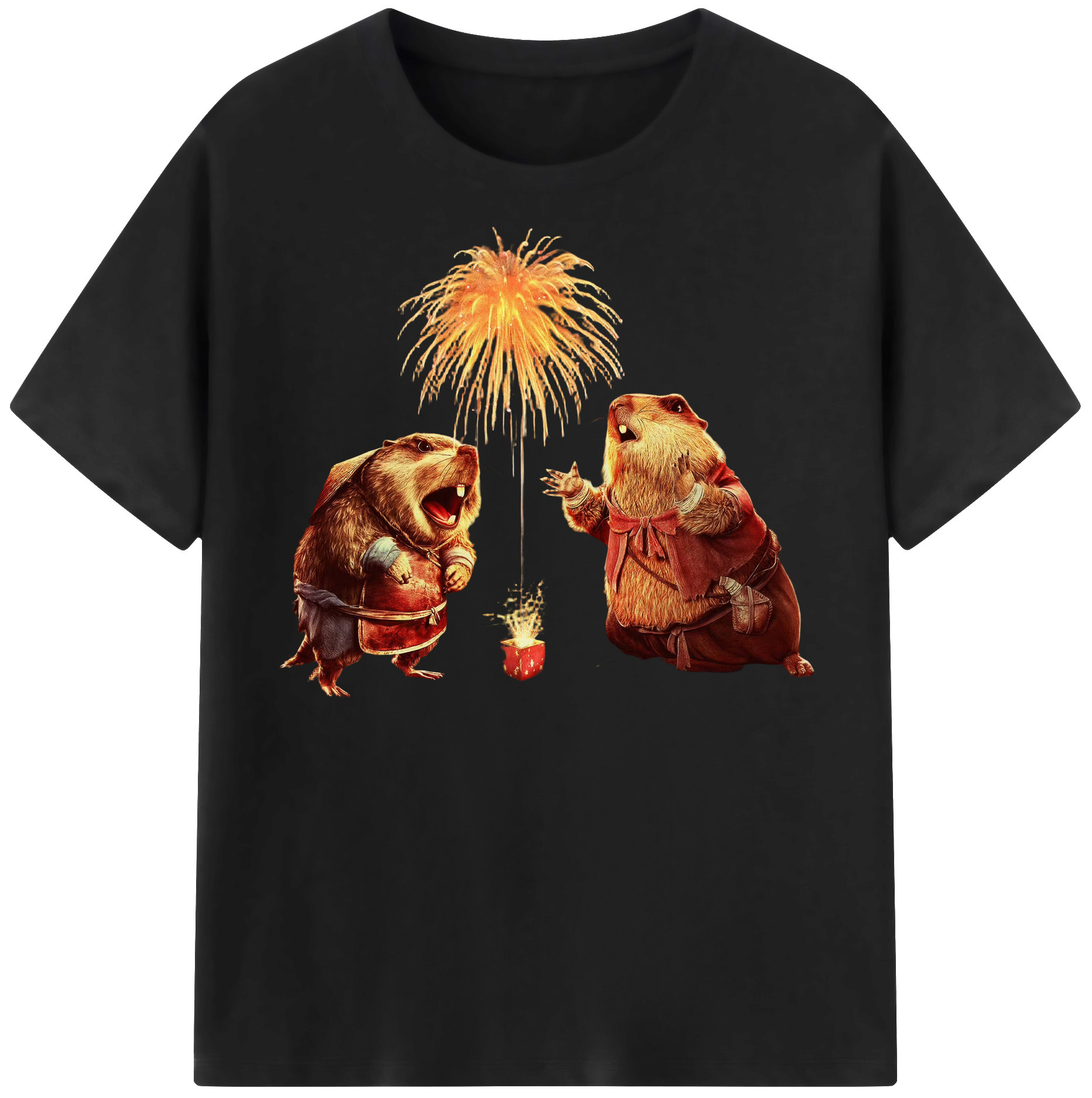 （画像用） Ne Zha 2 ナタ 魔童の大暴れ 綿100％半袖Tシャツ（フロントプリント）