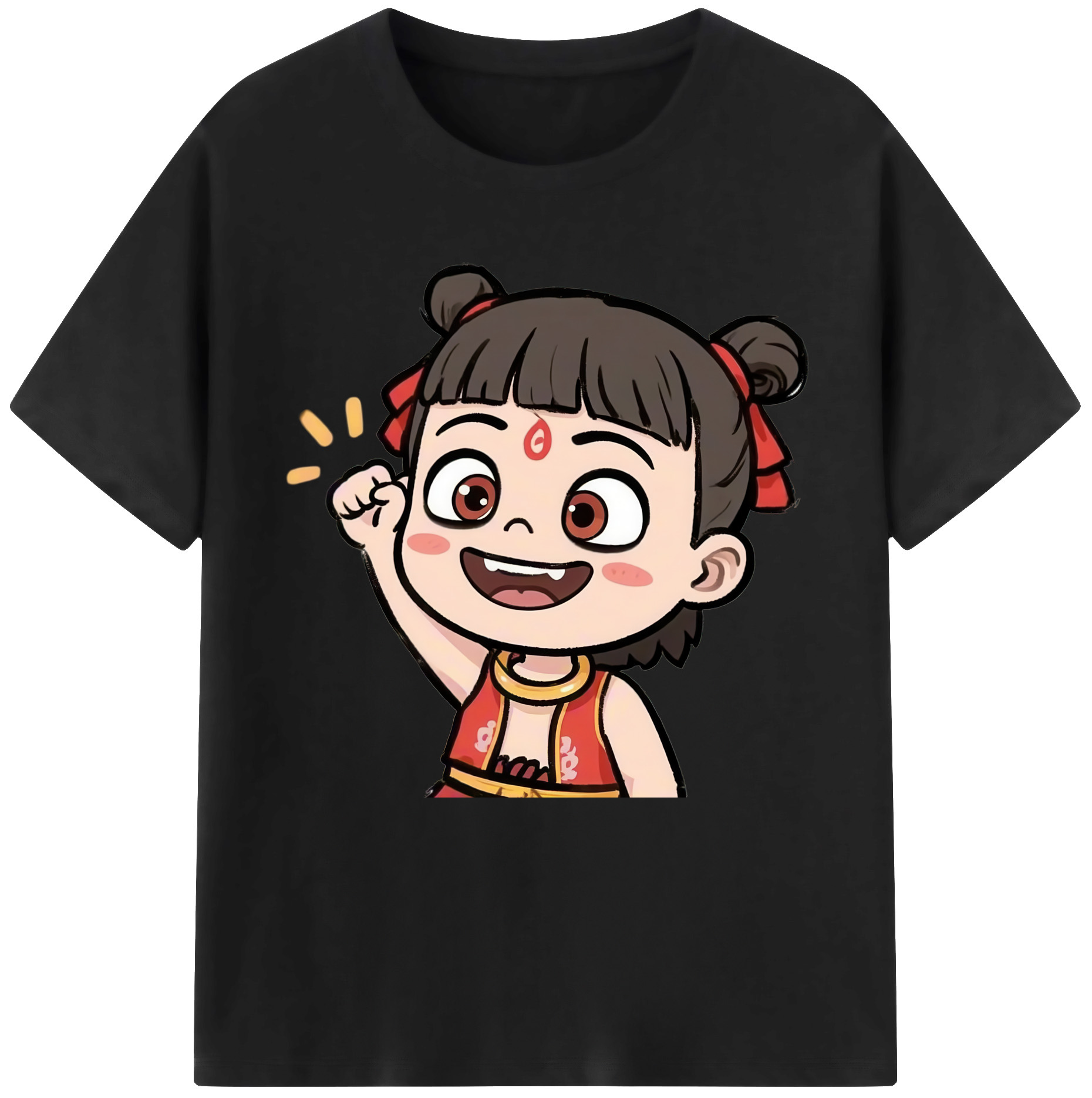 （画像用） Ne Zha 2 ナタ 魔童の大暴れ 綿100％半袖Tシャツ（フロントプリント）
