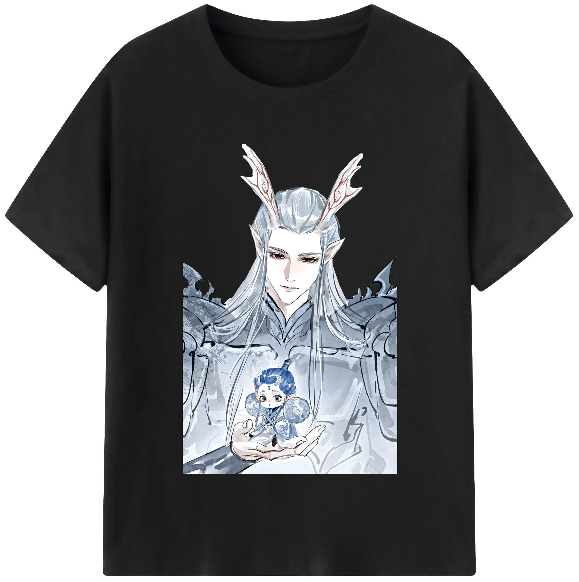 （画像用） Ne Zha 2 ナタ 魔童の大暴れ 綿100％半袖Tシャツ（フロントプリント）