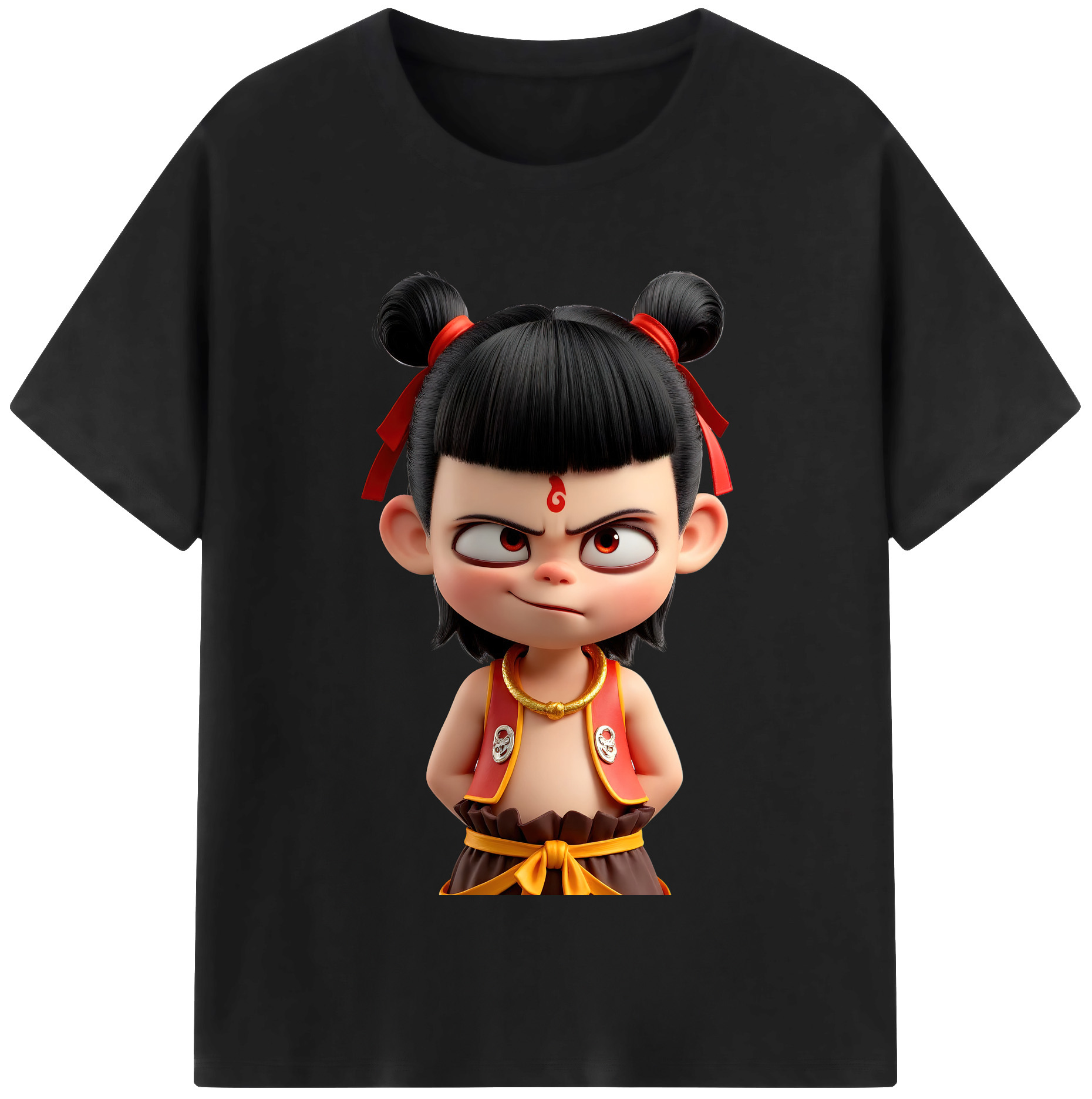 （画像用） Ne Zha 2 ナタ 魔童の大暴れ 綿100％半袖Tシャツ（フロントプリント）