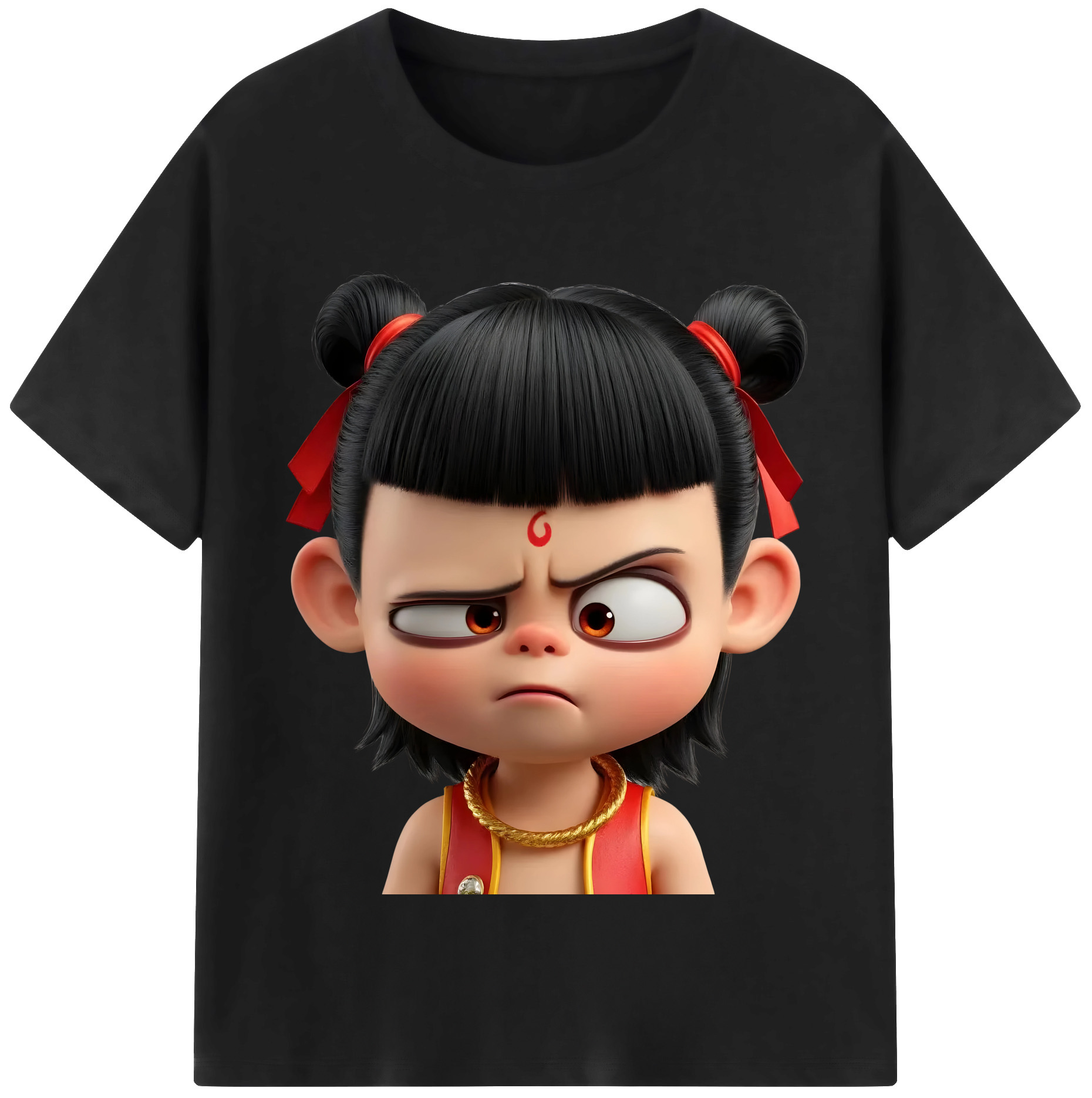 （画像用） Ne Zha 2 ナタ 魔童の大暴れ 綿100％半袖Tシャツ（フロントプリント）