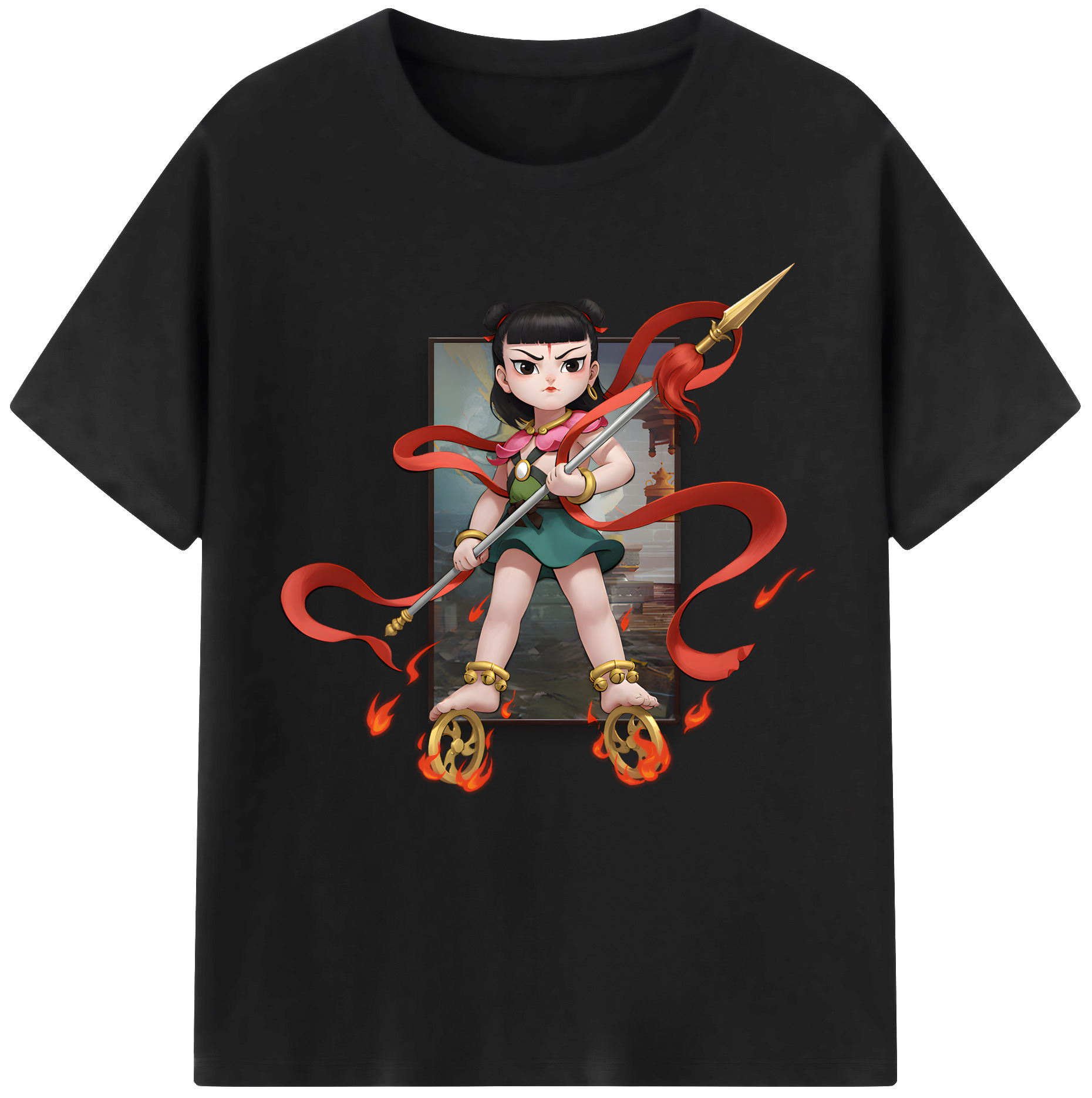 （画像用） Ne Zha 2 ナタ 魔童の大暴れ 綿100％半袖Tシャツ（フロントプリント）