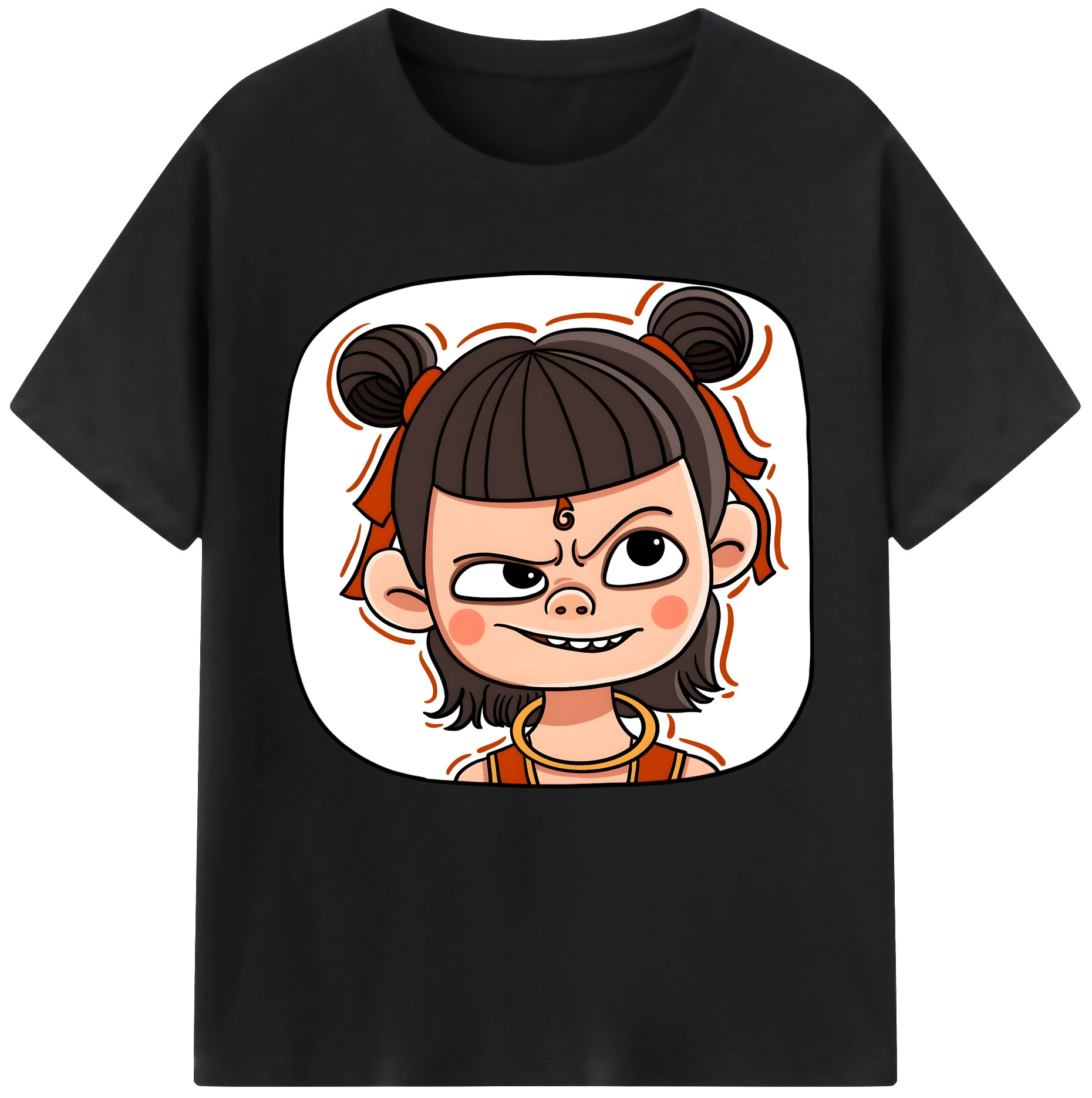 （画像用） Ne Zha 2 ナタ 魔童の大暴れ 綿100％半袖Tシャツ（フロントプリント）