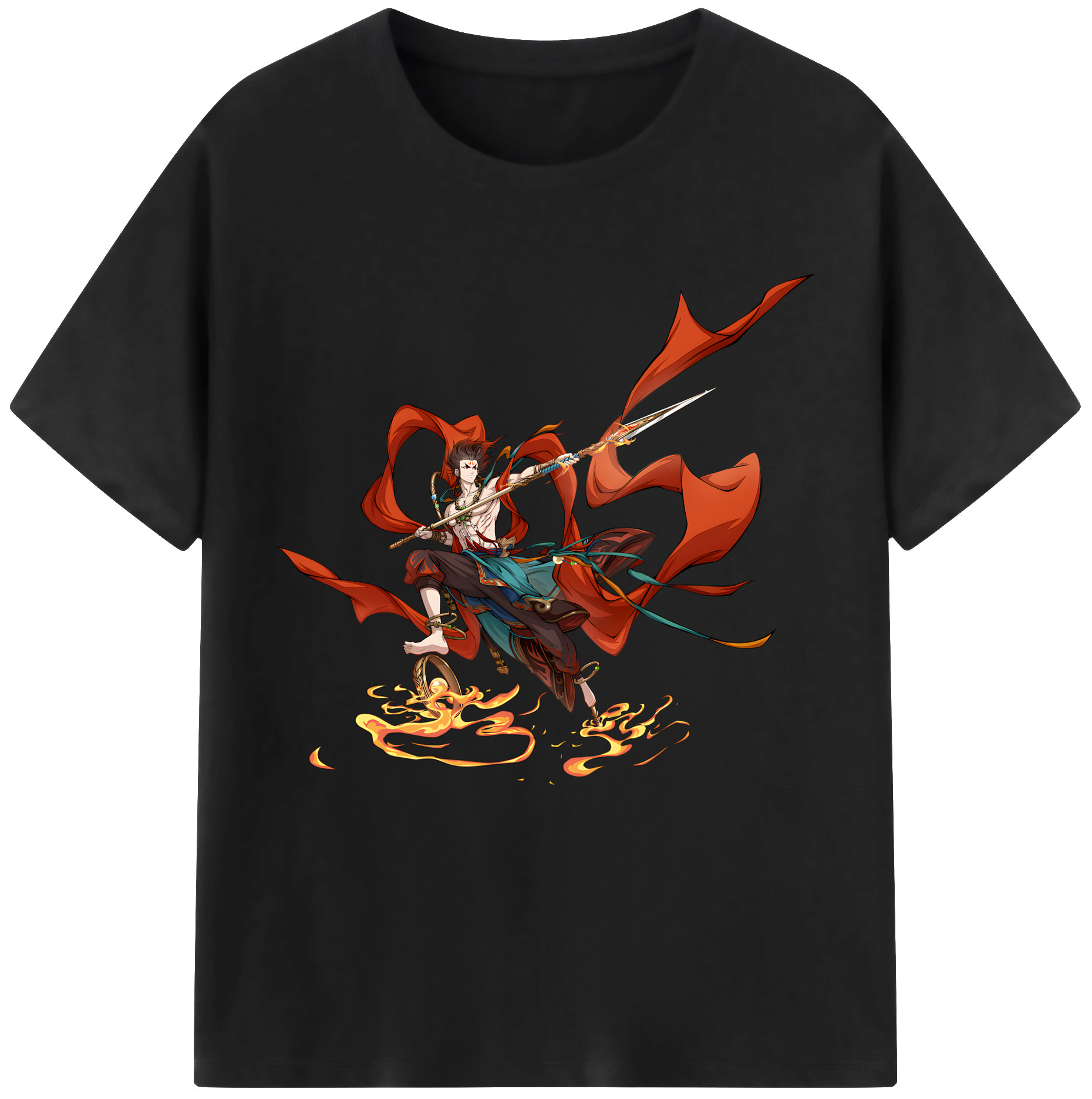 （画像用） Ne Zha 2 ナタ 魔童の大暴れ 綿100％半袖Tシャツ（フロントプリント）