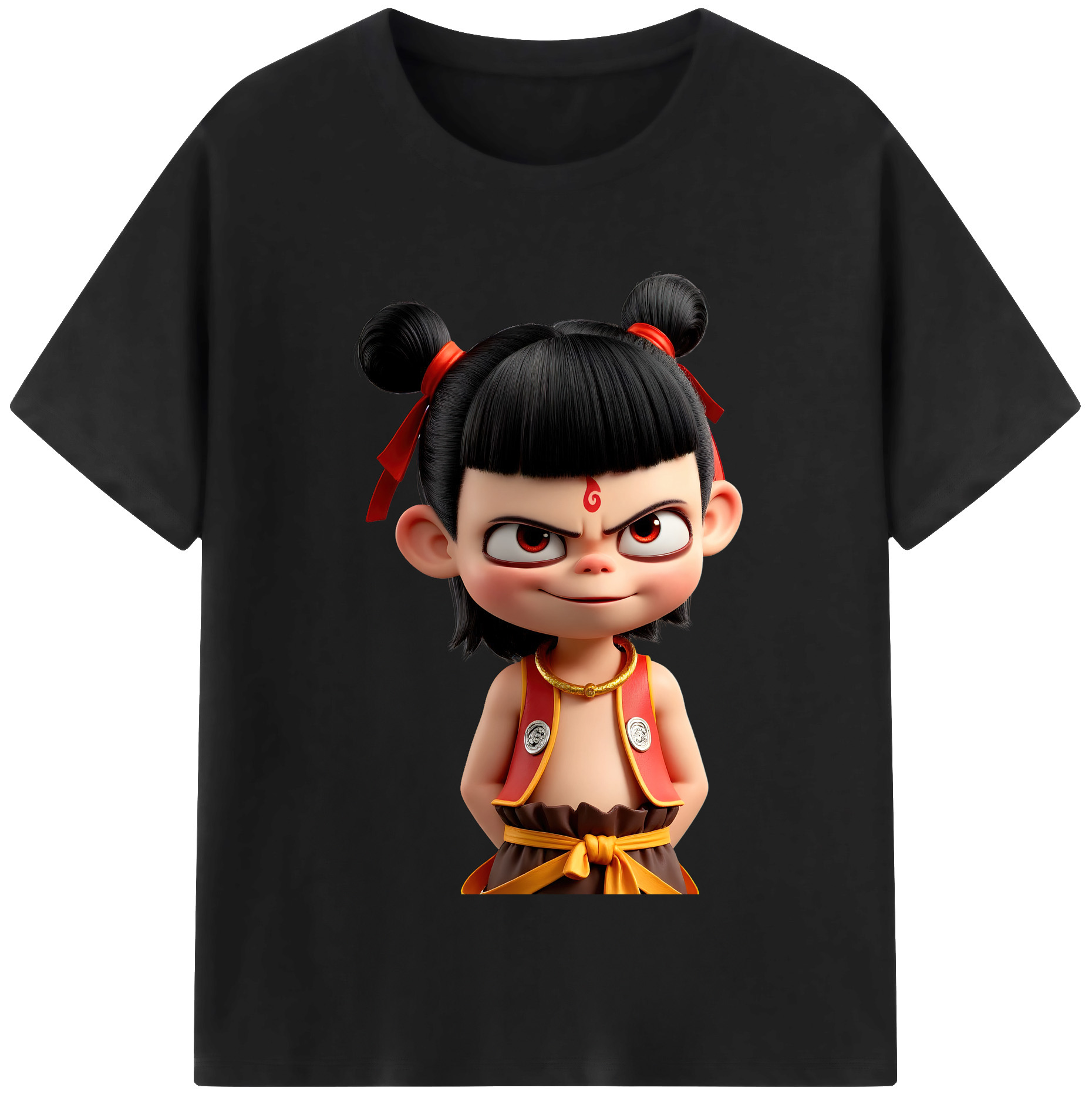 （画像用） Ne Zha 2 ナタ 魔童の大暴れ 綿100％半袖Tシャツ（フロントプリント）