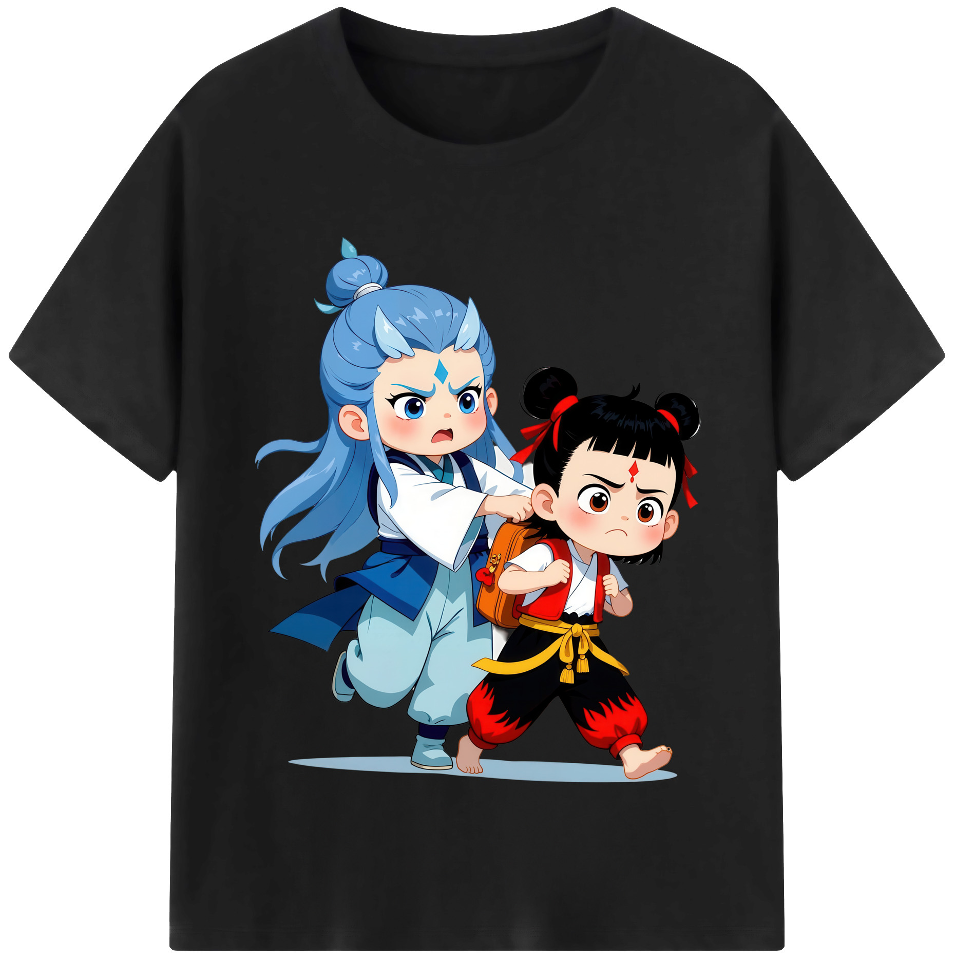 （画像用） Ne Zha 2 ナタ 魔童の大暴れ 綿100％半袖Tシャツ（フロントプリント）