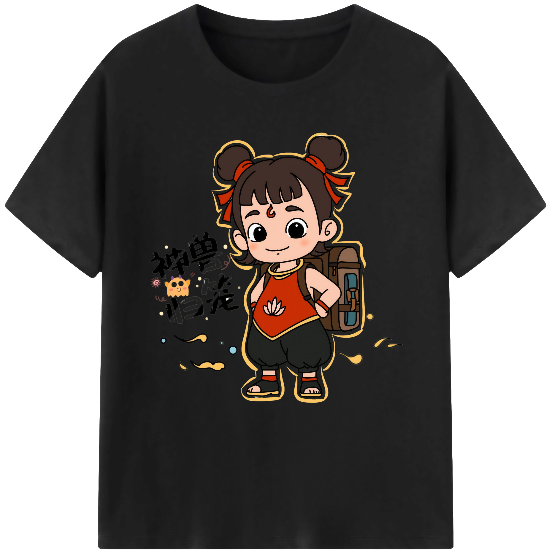 （画像用） Ne Zha 2 ナタ 魔童の大暴れ 綿100％半袖Tシャツ（フロントプリント）