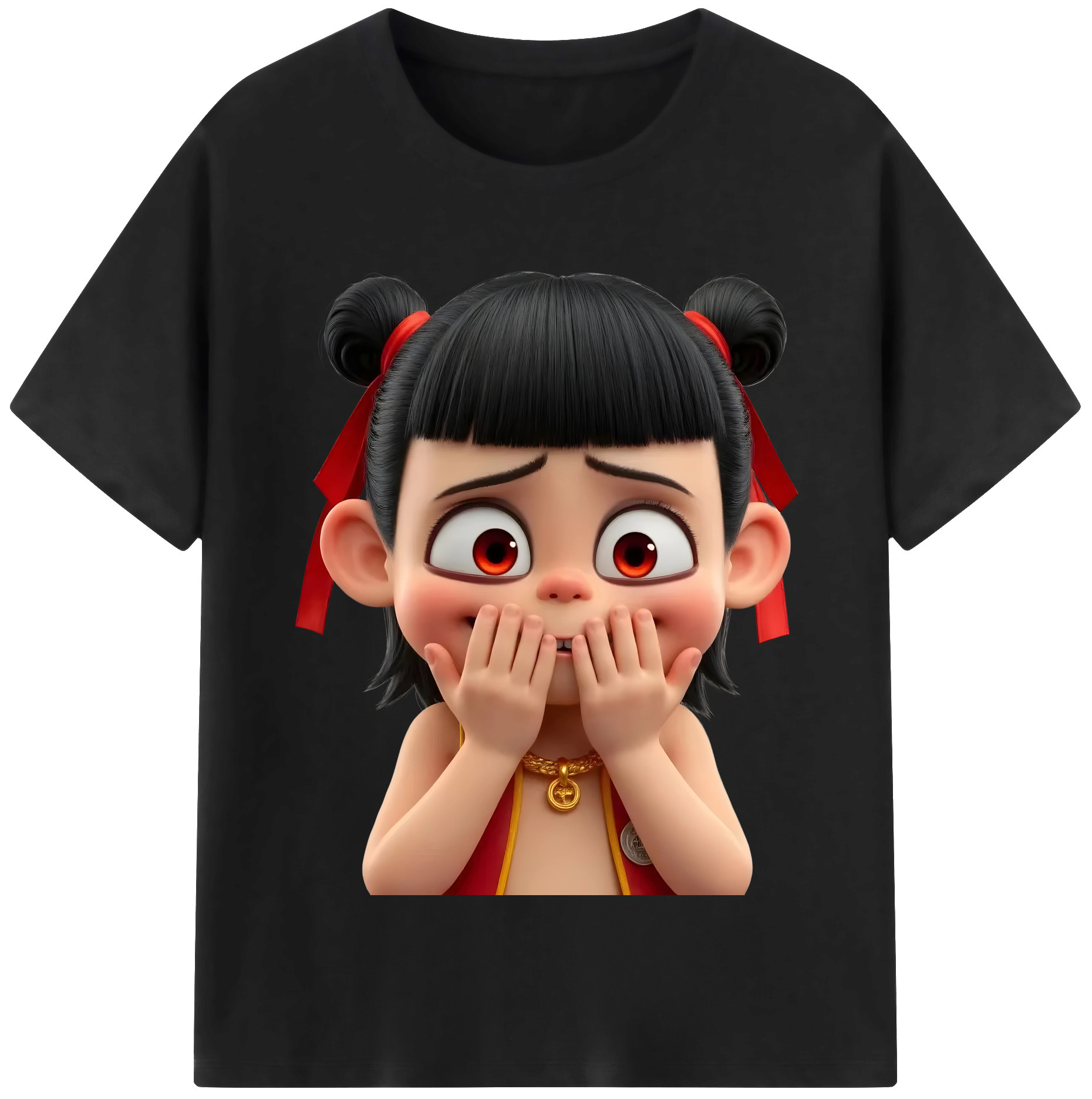 （画像用） Ne Zha 2 ナタ 魔童の大暴れ 綿100％半袖Tシャツ（フロントプリント）