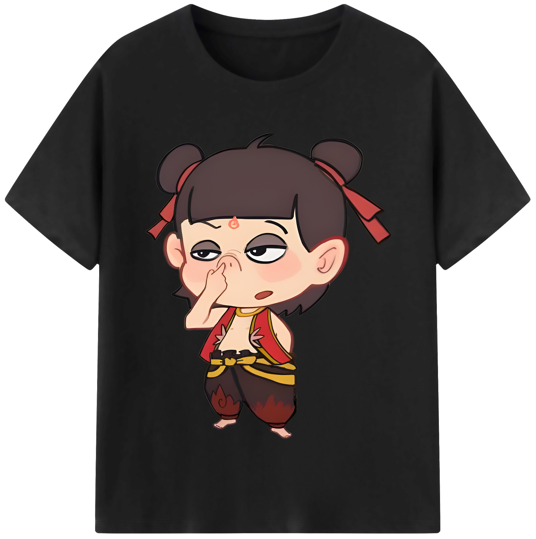 （画像用） Ne Zha 2 ナタ 魔童の大暴れ 綿100％半袖Tシャツ（フロントプリント）