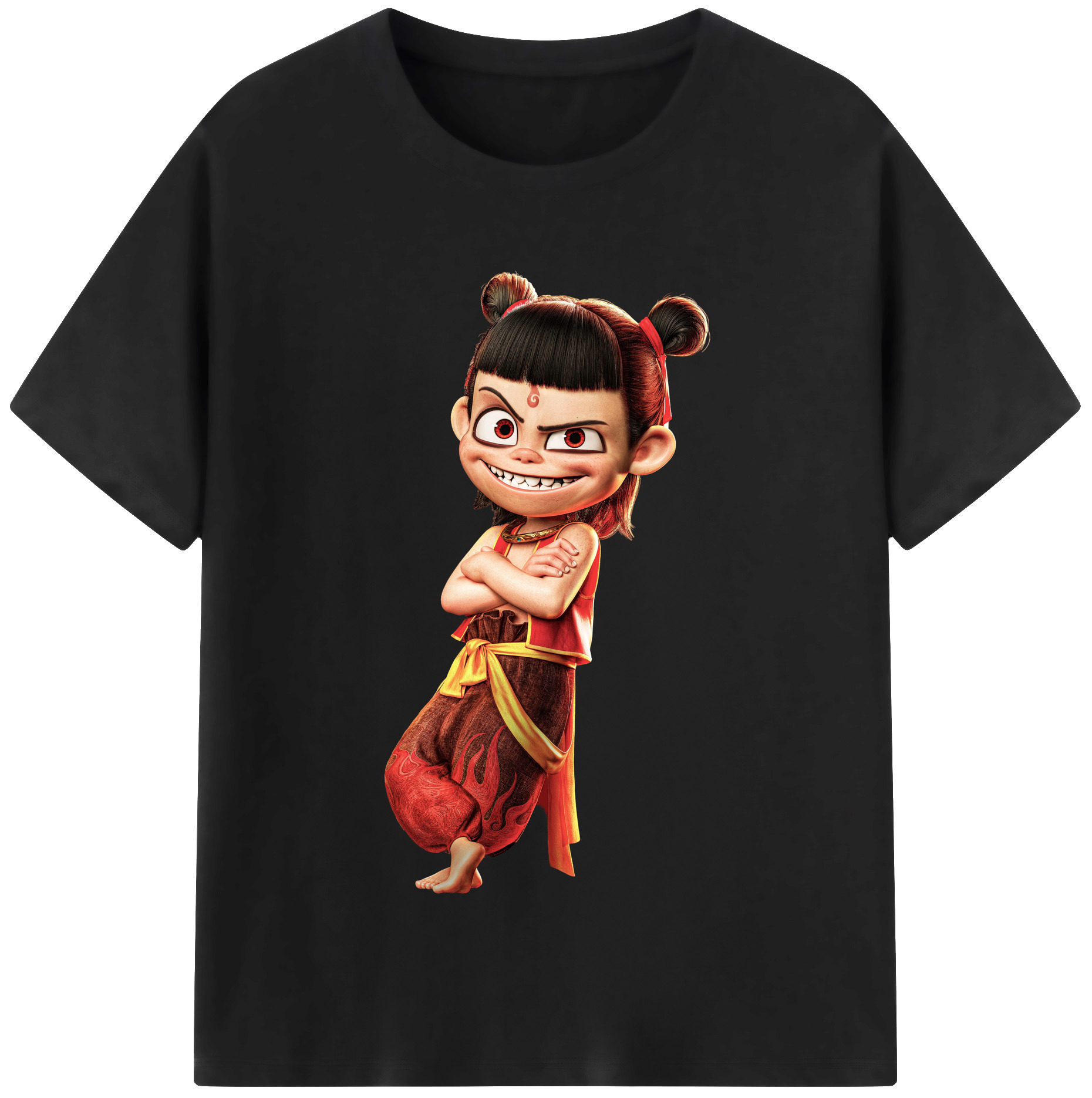 （画像用） Ne Zha 2 ナタ 魔童の大暴れ 綿100％半袖Tシャツ（フロントプリント）
