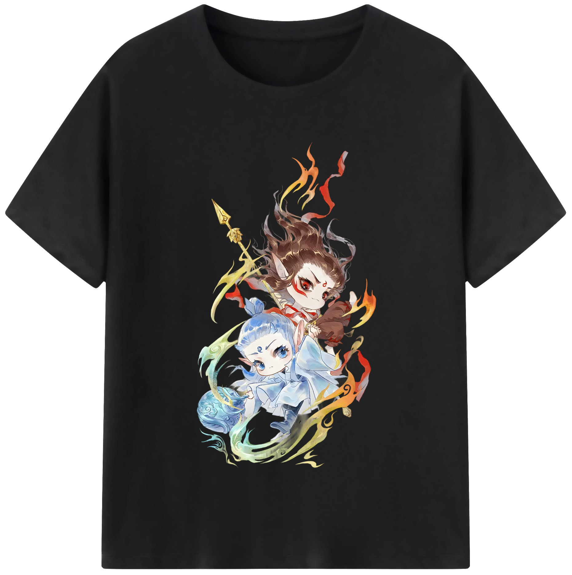 （画像用） Ne Zha 2 ナタ 魔童の大暴れ 綿100％半袖Tシャツ（フロントプリント）