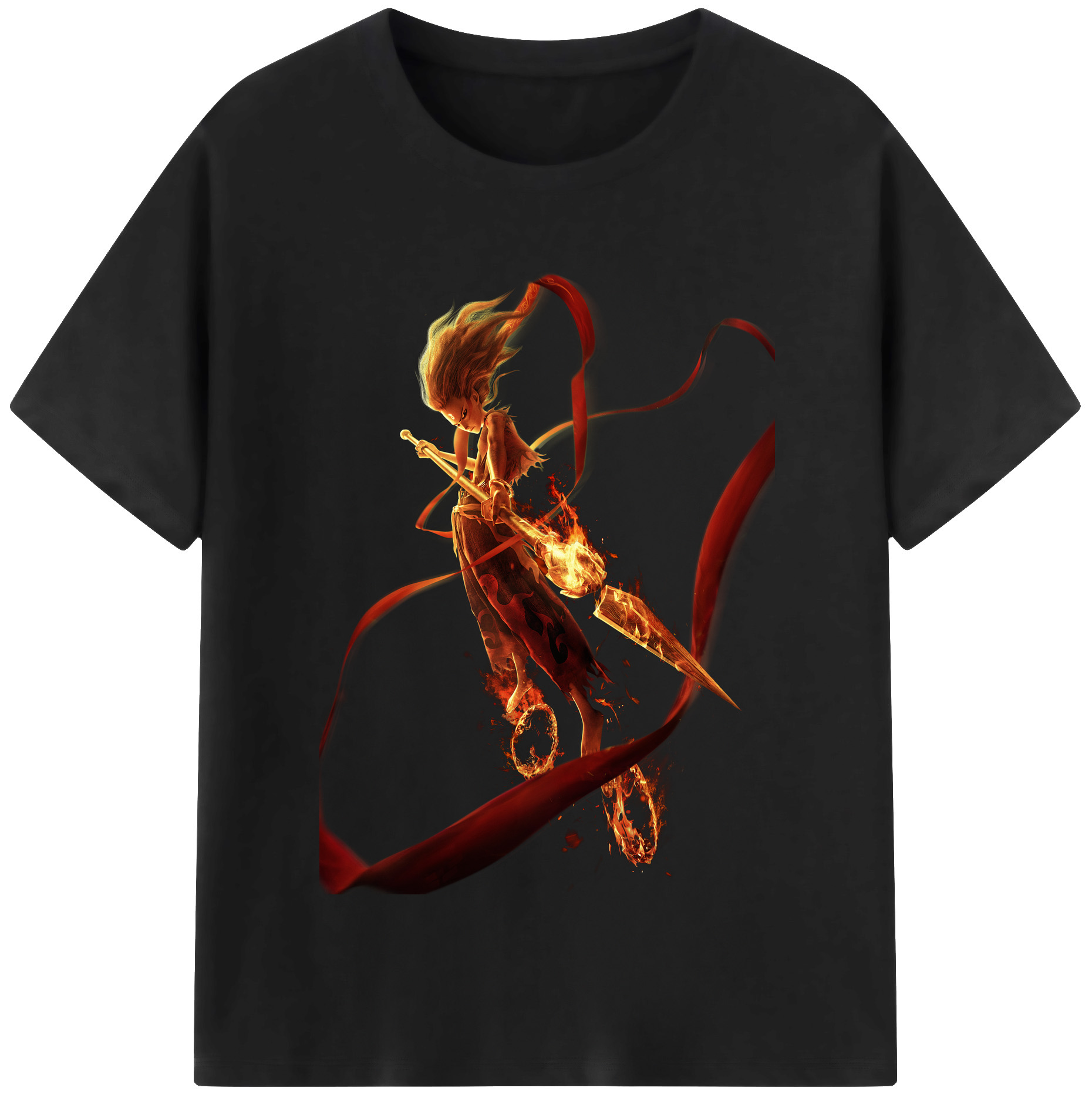 （画像用） Ne Zha 2 ナタ 魔童の大暴れ 綿100％半袖Tシャツ（フロントプリント）