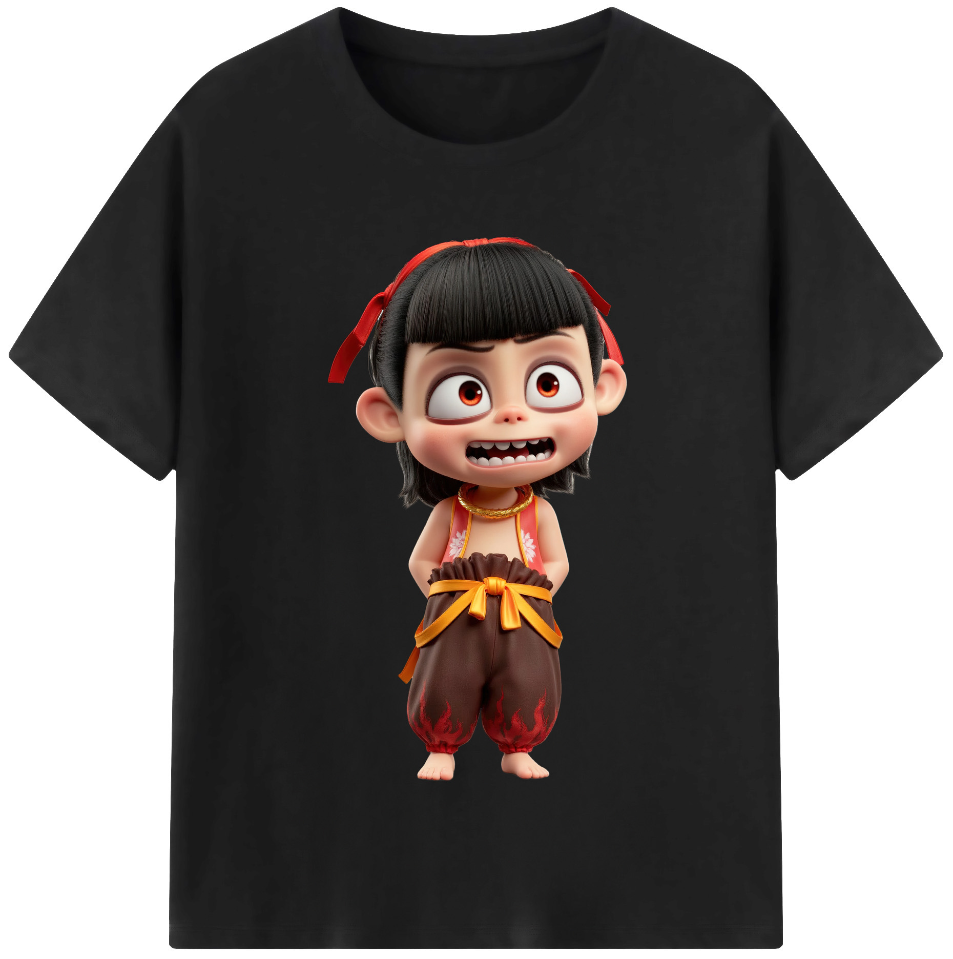 （画像用） Ne Zha 2 ナタ 魔童の大暴れ 綿100％半袖Tシャツ（フロントプリント）