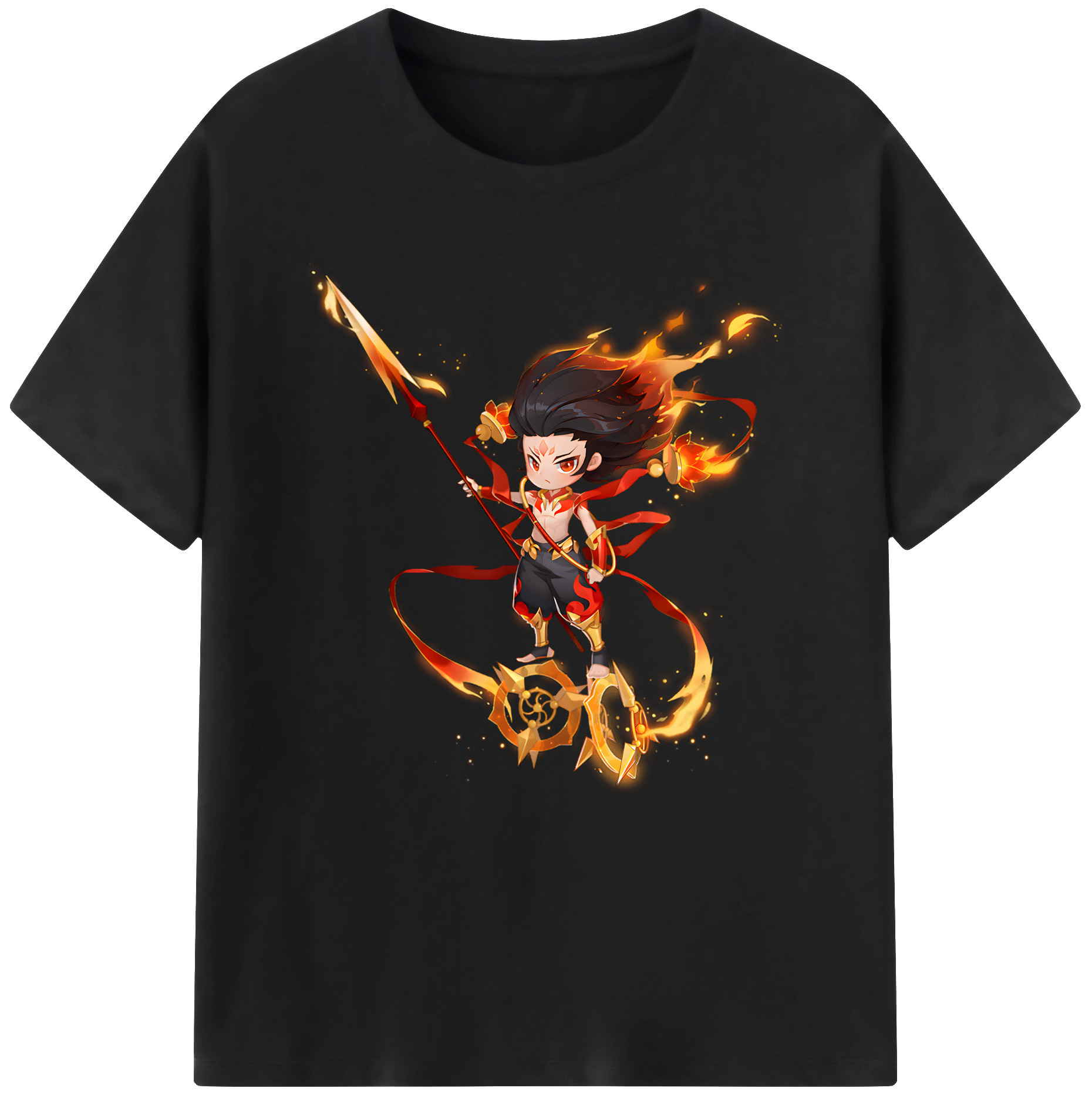 （画像用） Ne Zha 2 ナタ 魔童の大暴れ 綿100％半袖Tシャツ（フロントプリント）