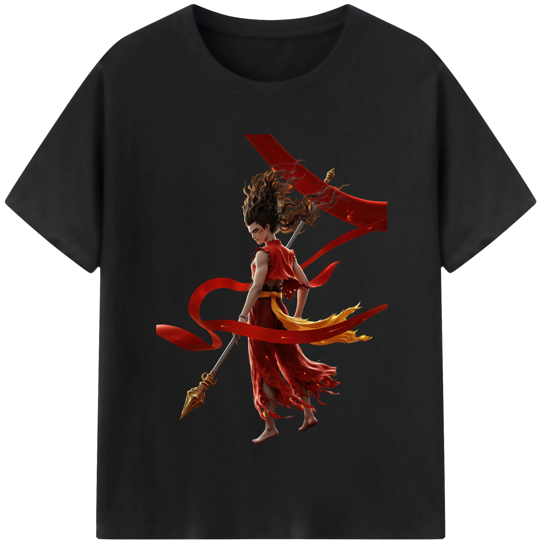 （画像用） Ne Zha 2 ナタ 魔童の大暴れ 綿100％半袖Tシャツ（フロントプリント）