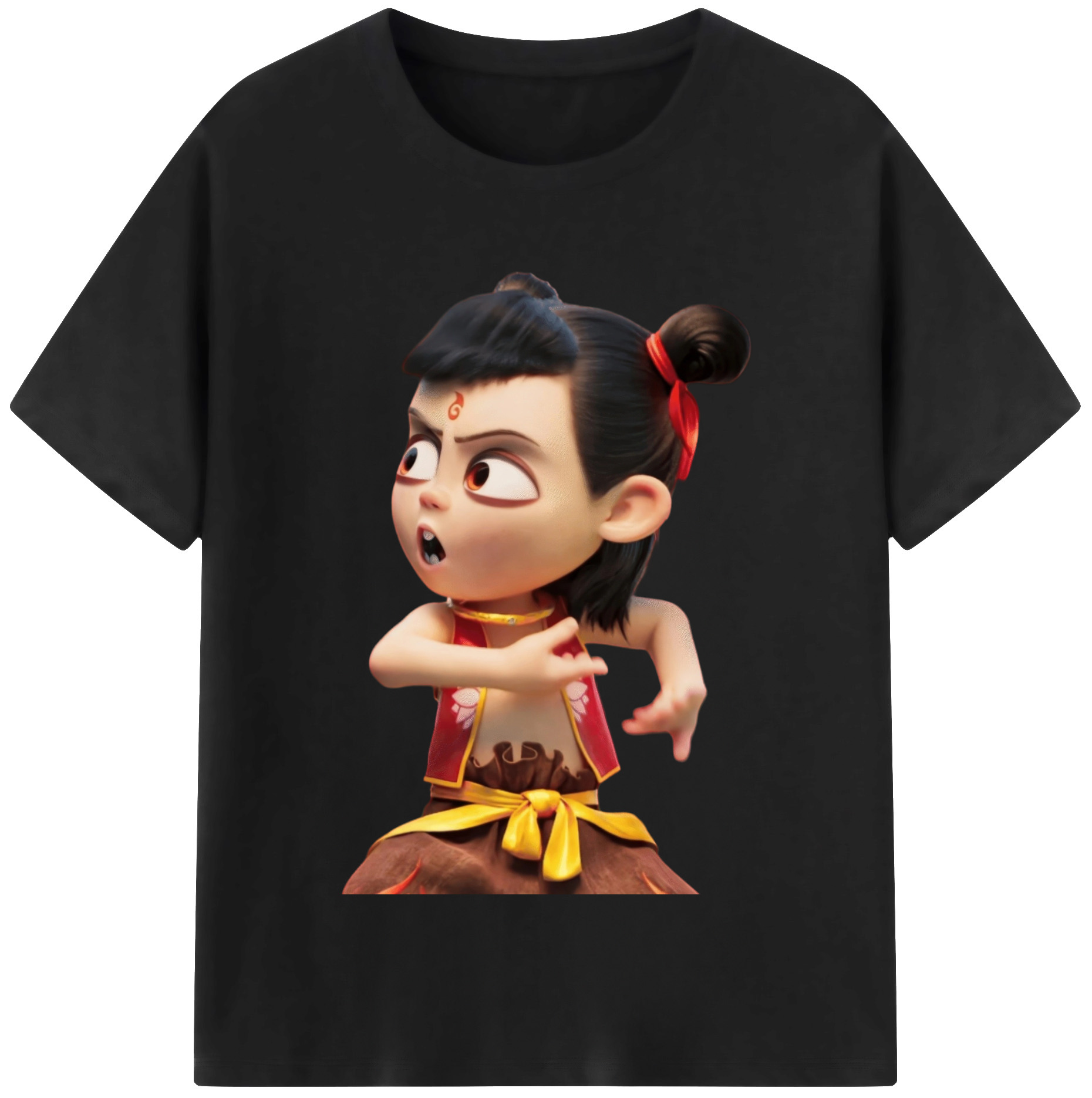 （画像用） Ne Zha 2 ナタ 魔童の大暴れ 綿100％半袖Tシャツ（フロントプリント）