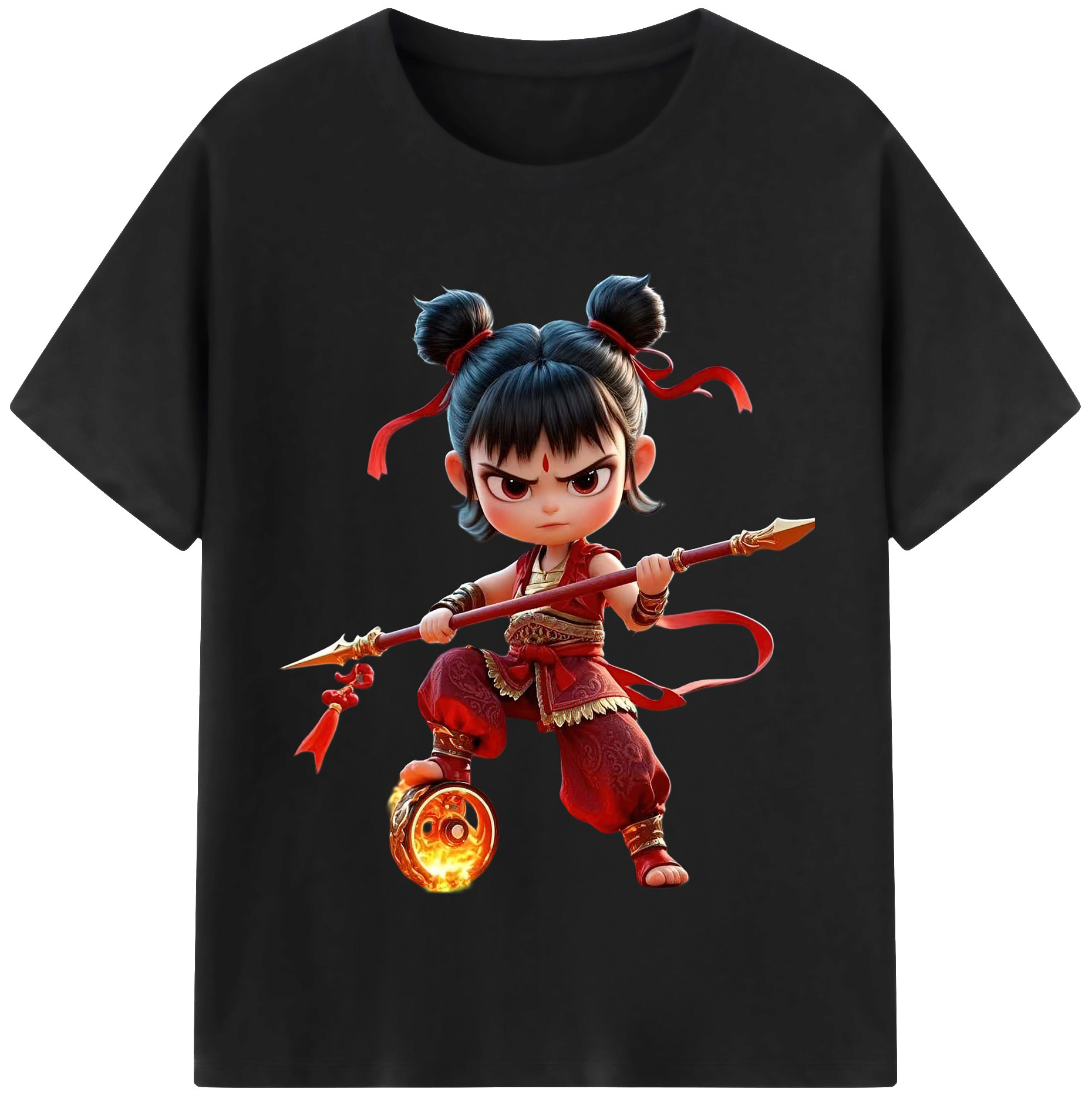 （画像用） Ne Zha 2 ナタ 魔童の大暴れ 綿100％半袖Tシャツ（フロントプリント）