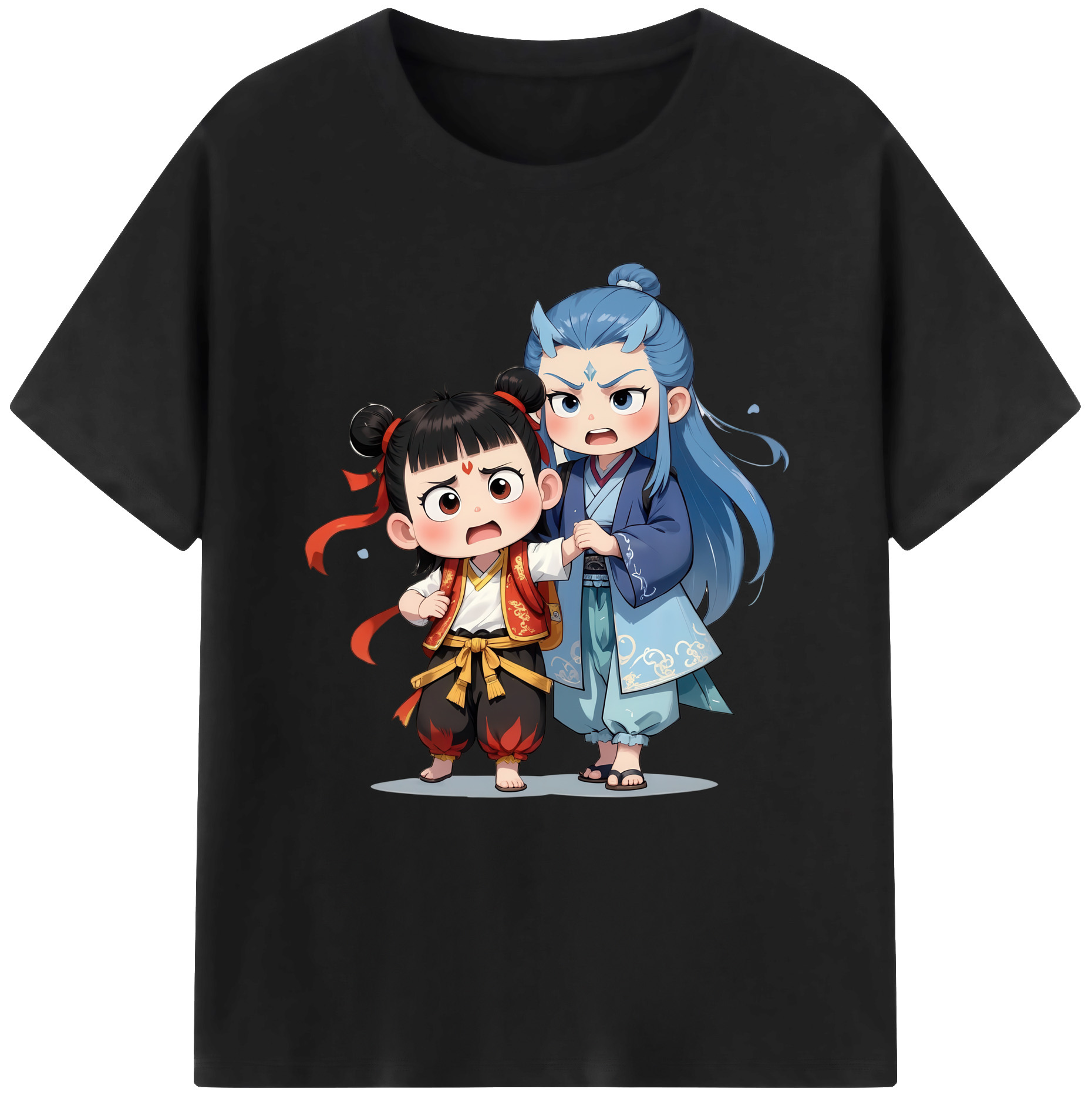 （画像用） Ne Zha 2 ナタ 魔童の大暴れ 綿100％半袖Tシャツ（フロントプリント）