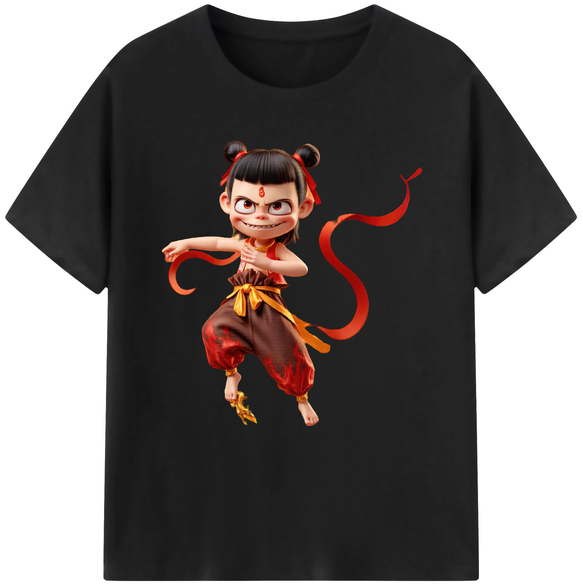 （画像用） Ne Zha 2 ナタ 魔童の大暴れ 綿100％半袖Tシャツ（フロントプリント）