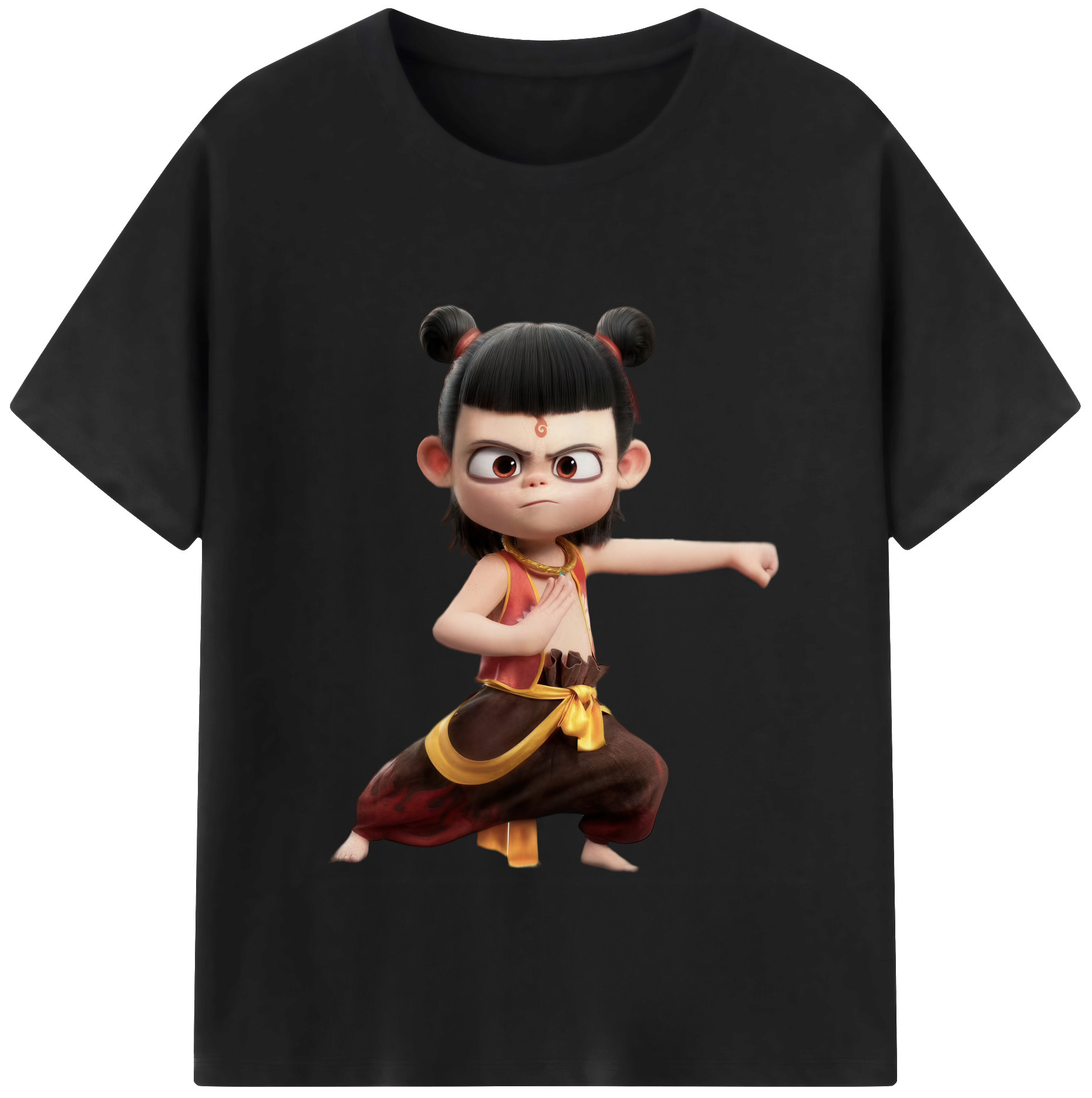 （画像用） Ne Zha 2 ナタ 魔童の大暴れ 綿100％半袖Tシャツ（フロントプリント）