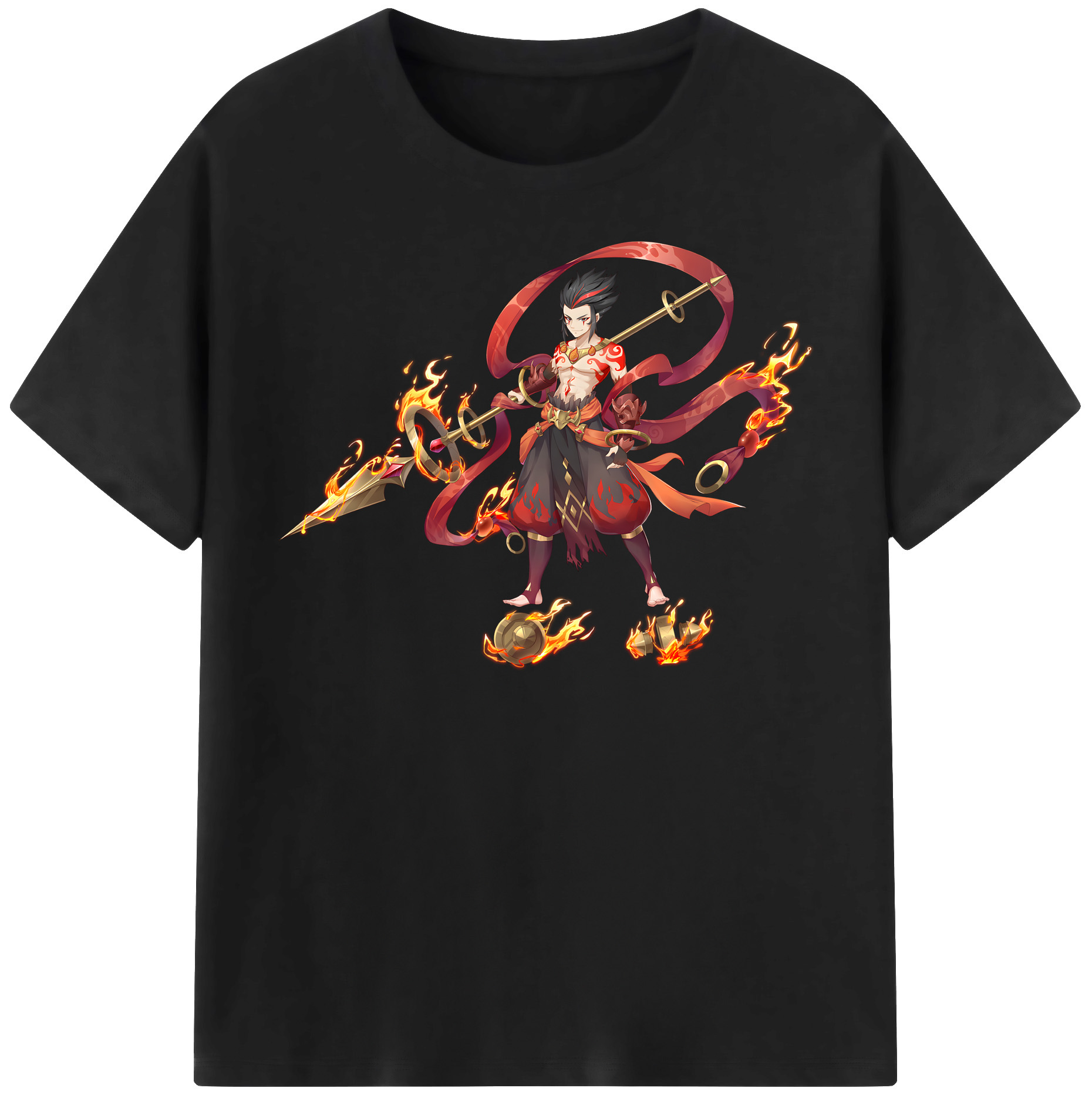 （画像用） Ne Zha 2 ナタ 魔童の大暴れ 綿100％半袖Tシャツ（フロントプリント）