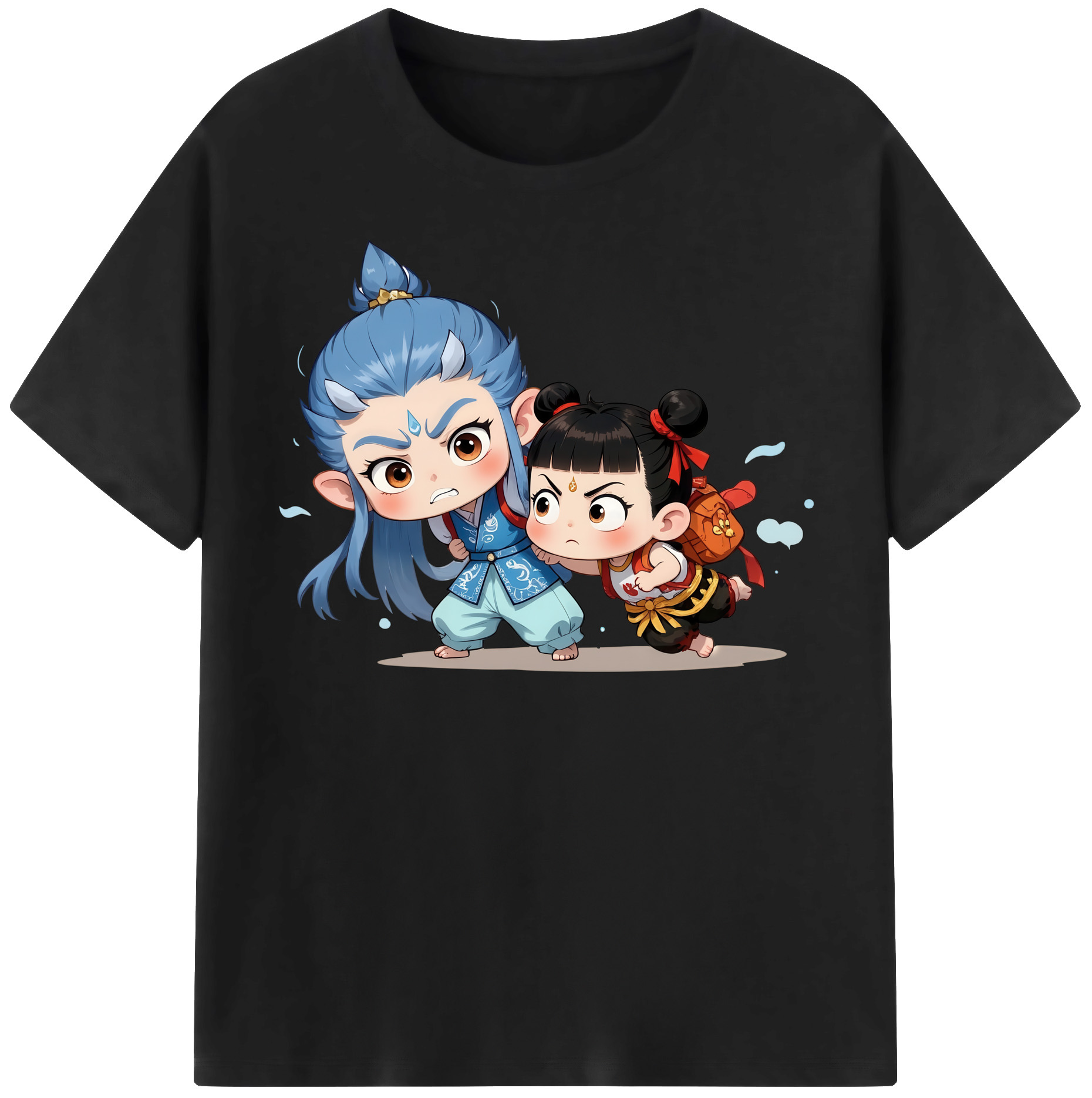 （画像用） Ne Zha 2 ナタ 魔童の大暴れ 綿100％半袖Tシャツ（フロントプリント）