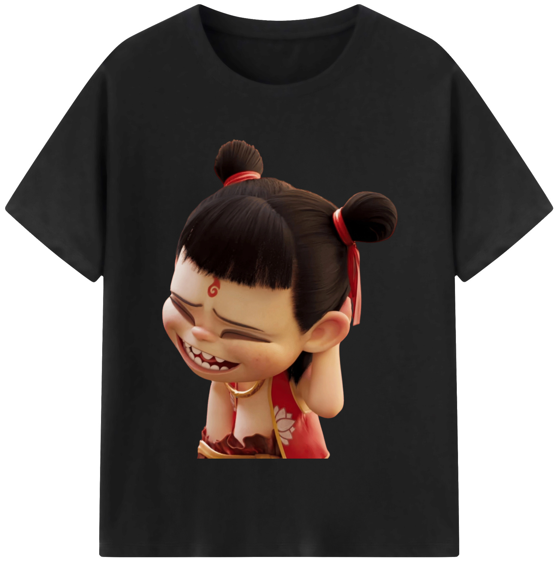 （画像用） Ne Zha 2 ナタ 魔童の大暴れ 綿100％半袖Tシャツ（フロントプリント）
