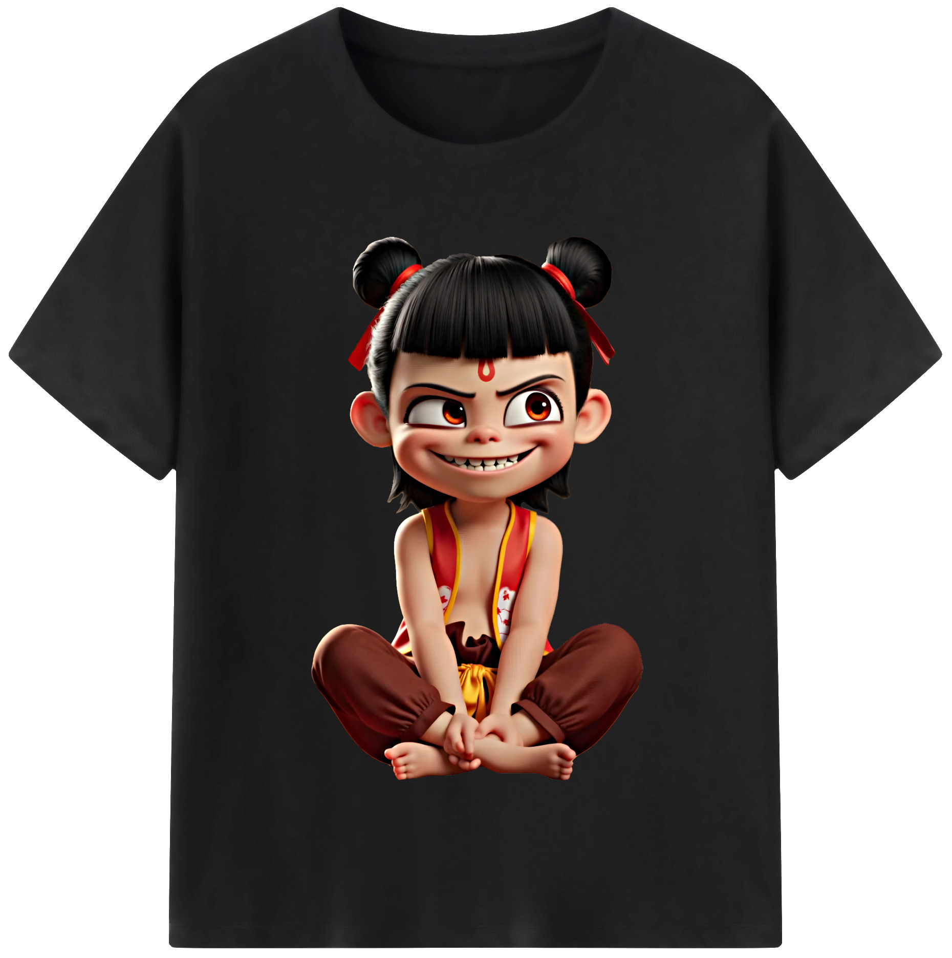 （画像用） Ne Zha 2 ナタ 魔童の大暴れ 綿100％半袖Tシャツ（フロントプリント）