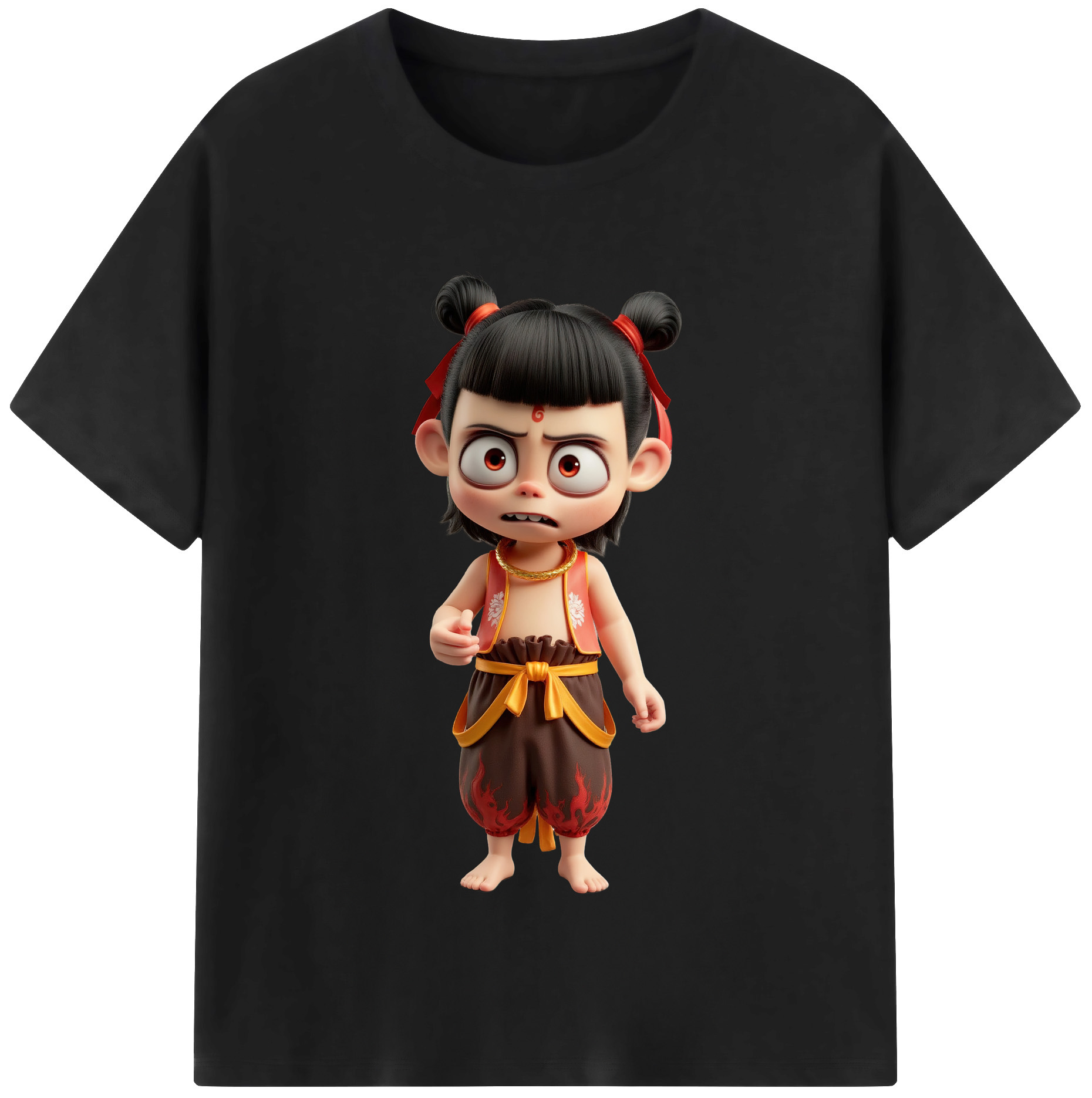 （画像用） Ne Zha 2 ナタ 魔童の大暴れ 綿100％半袖Tシャツ（フロントプリント）
