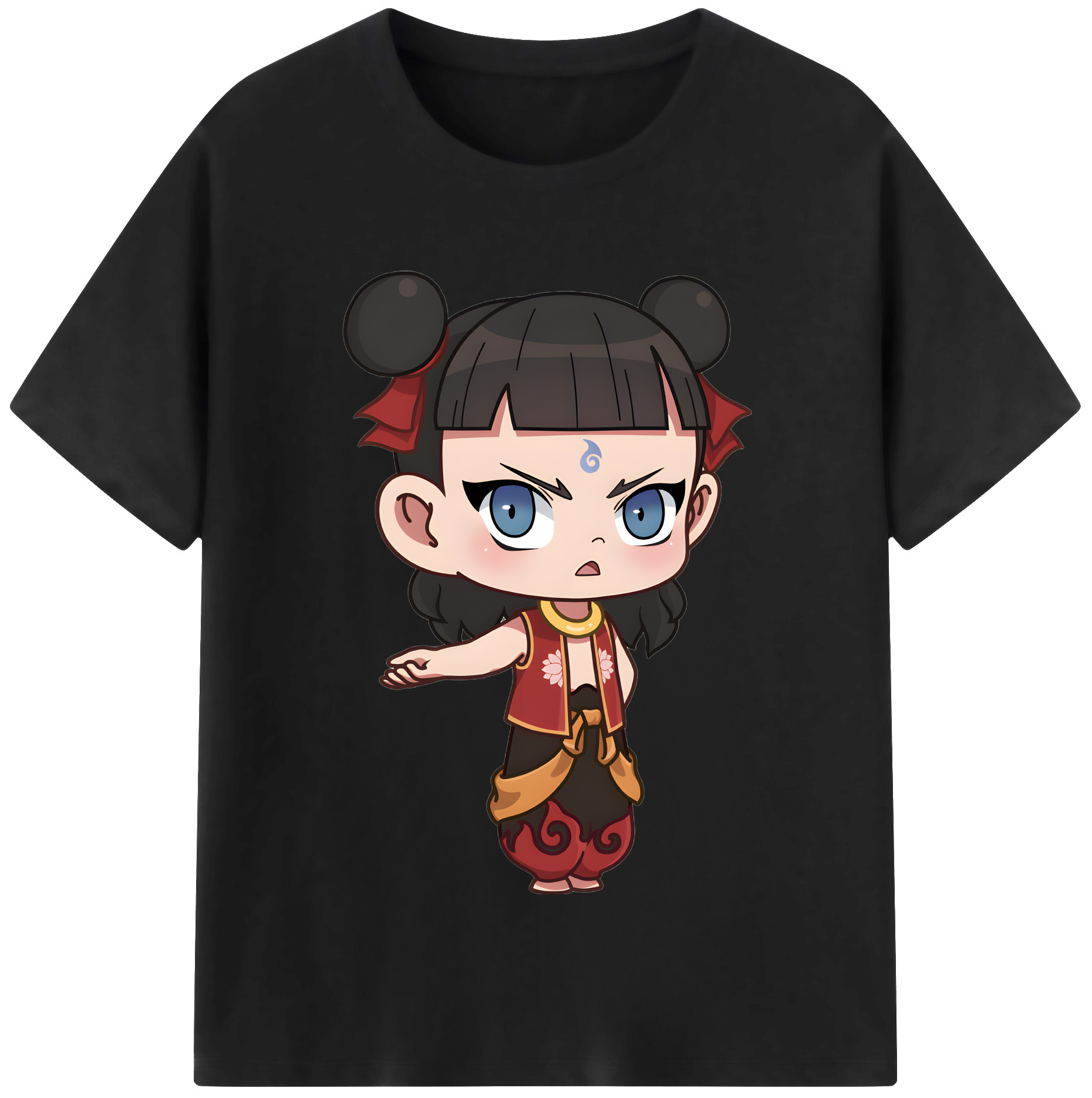 （画像用） Ne Zha 2 ナタ 魔童の大暴れ 綿100％半袖Tシャツ（フロントプリント）