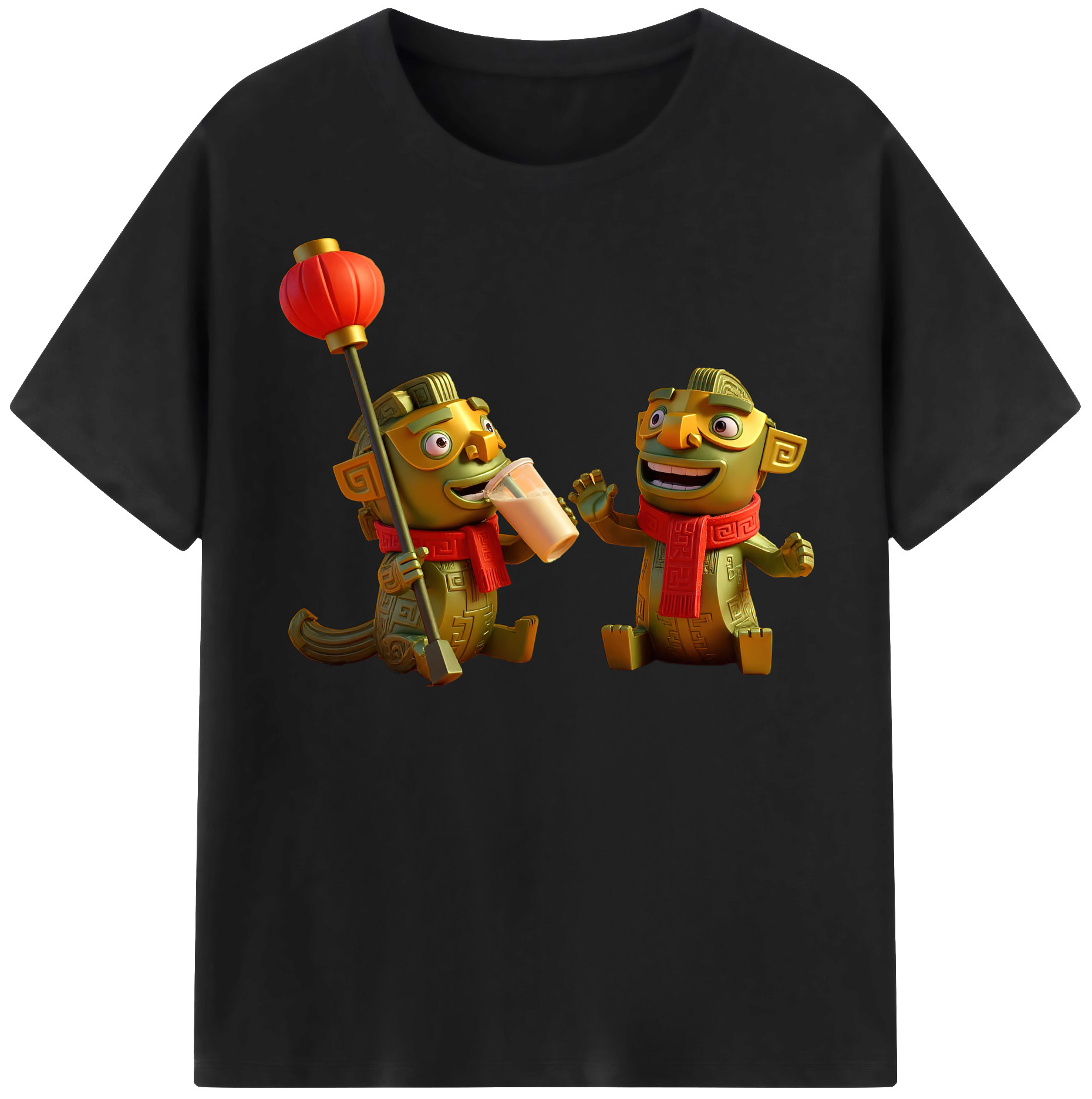 （画像用） Ne Zha 2 ナタ 魔童の大暴れ 綿100％半袖Tシャツ（フロントプリント）