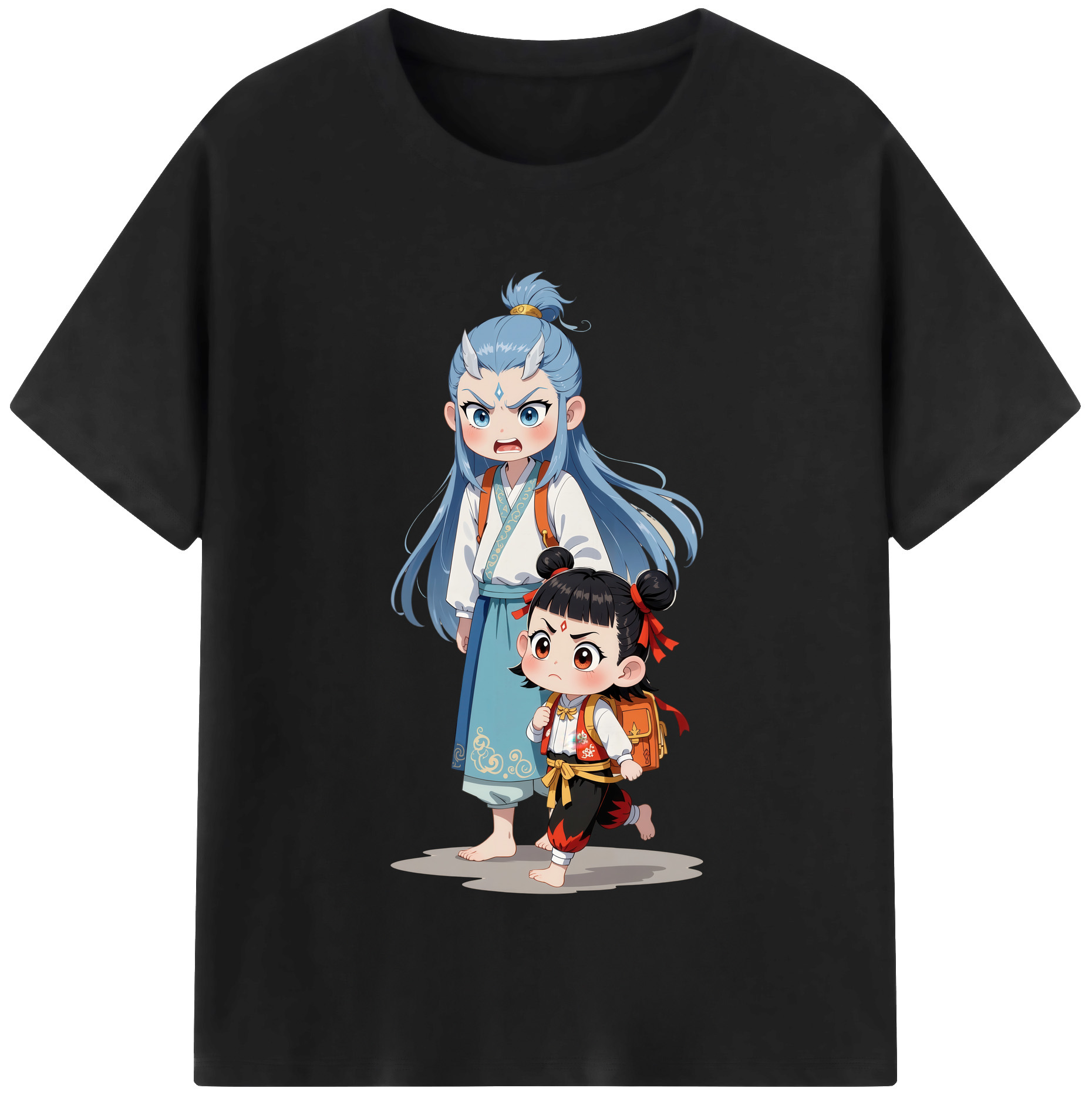 （画像用） Ne Zha 2 ナタ 魔童の大暴れ 綿100％半袖Tシャツ（フロントプリント）