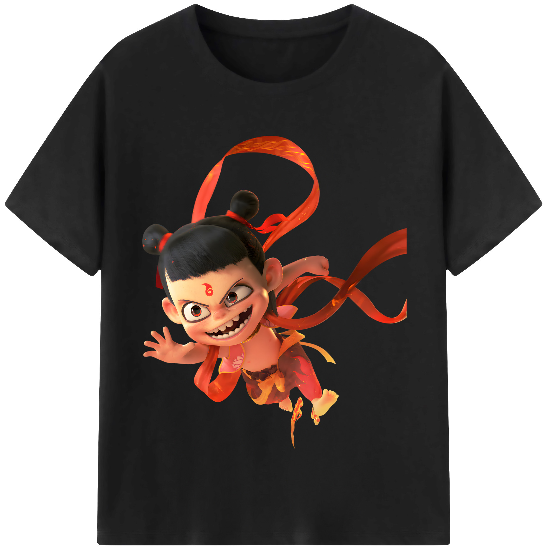 （画像用） Ne Zha 2 ナタ 魔童の大暴れ 綿100％半袖Tシャツ（フロントプリント）