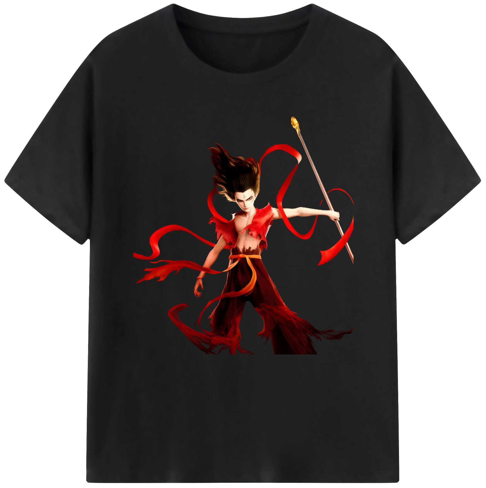 （画像用） Ne Zha 2 ナタ 魔童の大暴れ 綿100％半袖Tシャツ（フロントプリント）