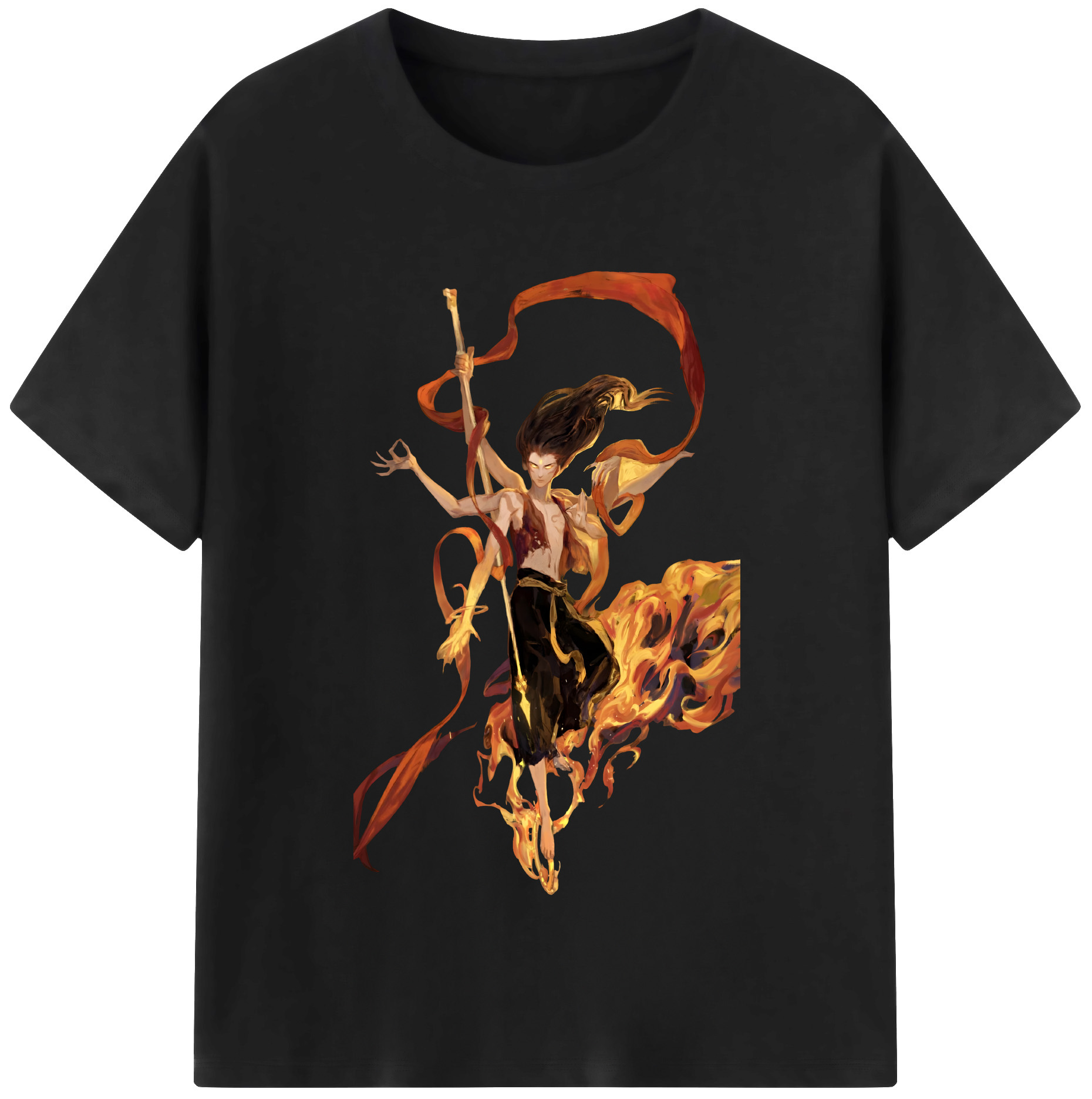 （画像用） Ne Zha 2 ナタ 魔童の大暴れ 綿100％半袖Tシャツ（フロントプリント）