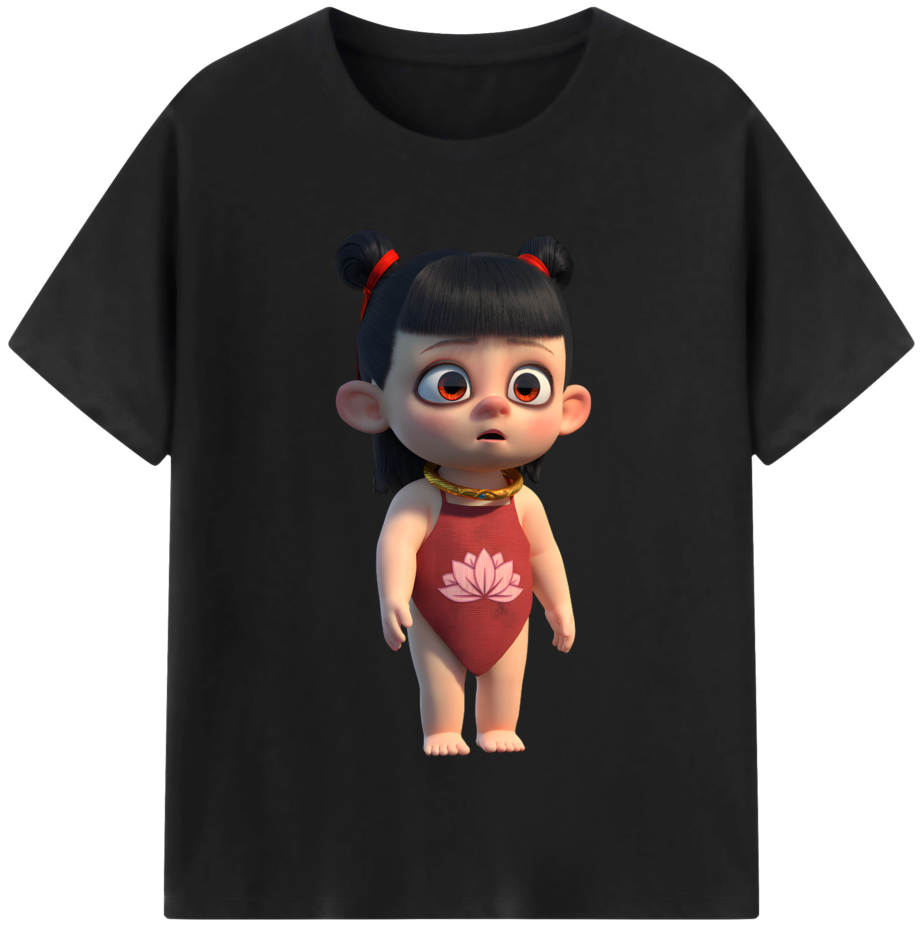 （画像用） Ne Zha 2 ナタ 魔童の大暴れ 綿100％半袖Tシャツ（フロントプリント）