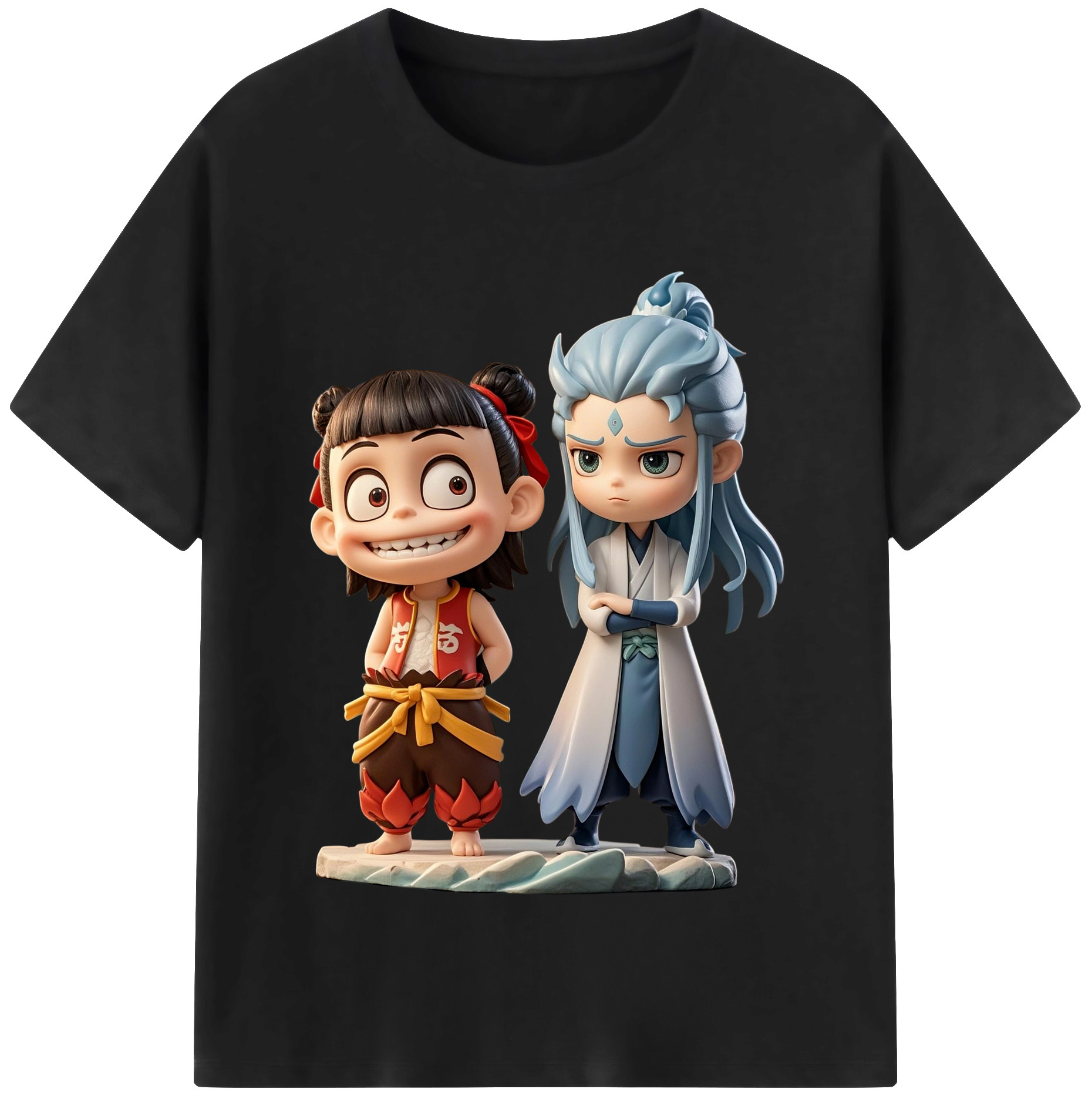 （画像用） Ne Zha 2 ナタ 魔童の大暴れ 綿100％半袖Tシャツ（フロントプリント）