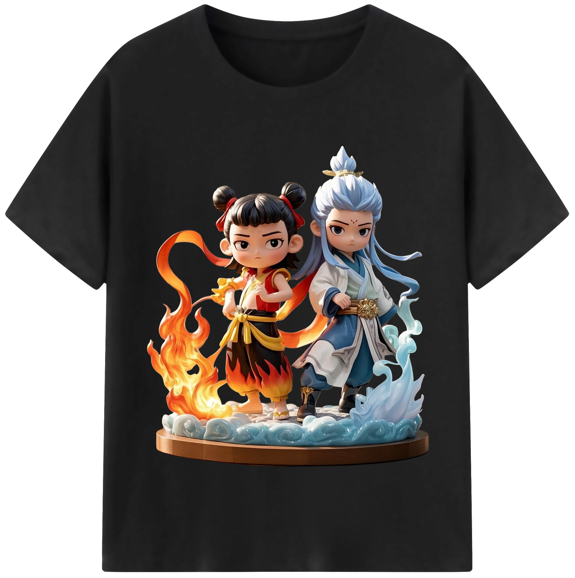 （画像用） Ne Zha 2 ナタ 魔童の大暴れ 綿100％半袖Tシャツ（フロントプリント）