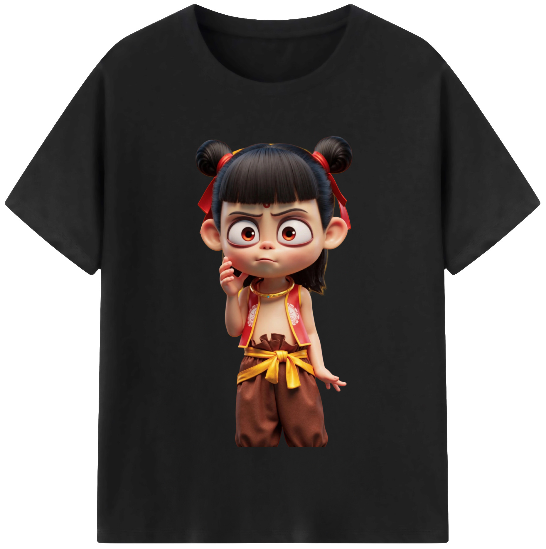 （画像用） Ne Zha 2 ナタ 魔童の大暴れ 綿100％半袖Tシャツ（フロントプリント）