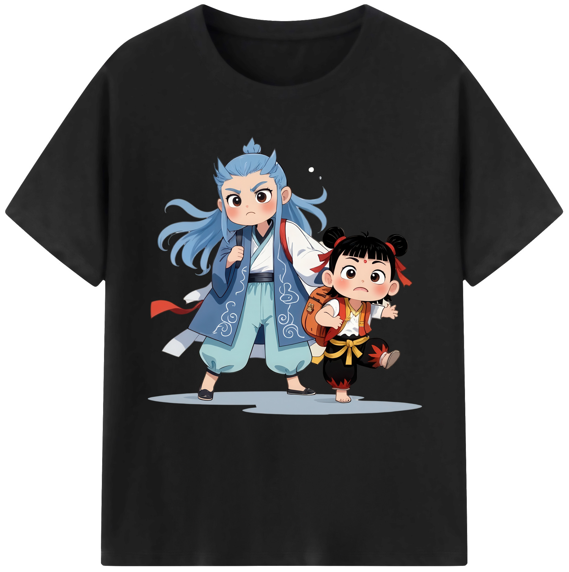 （画像用） Ne Zha 2 ナタ 魔童の大暴れ 綿100％半袖Tシャツ（フロントプリント）
