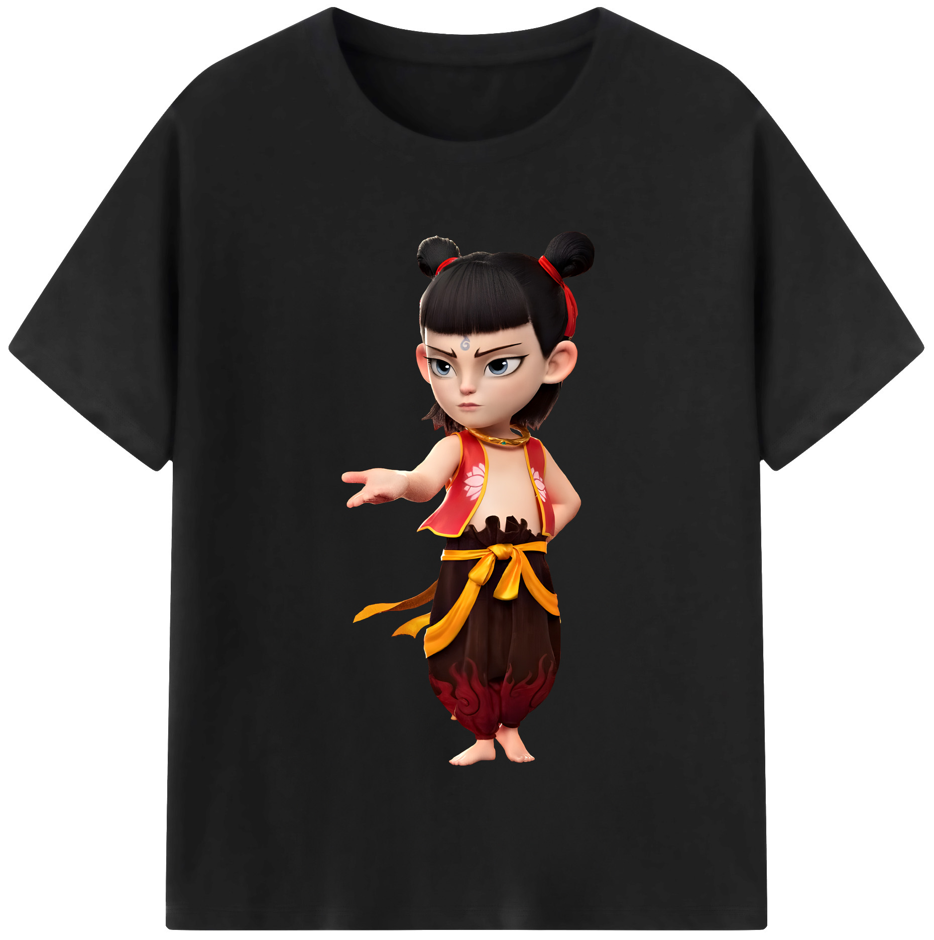 （画像用） Ne Zha 2 ナタ 魔童の大暴れ 綿100％半袖Tシャツ（フロントプリント）