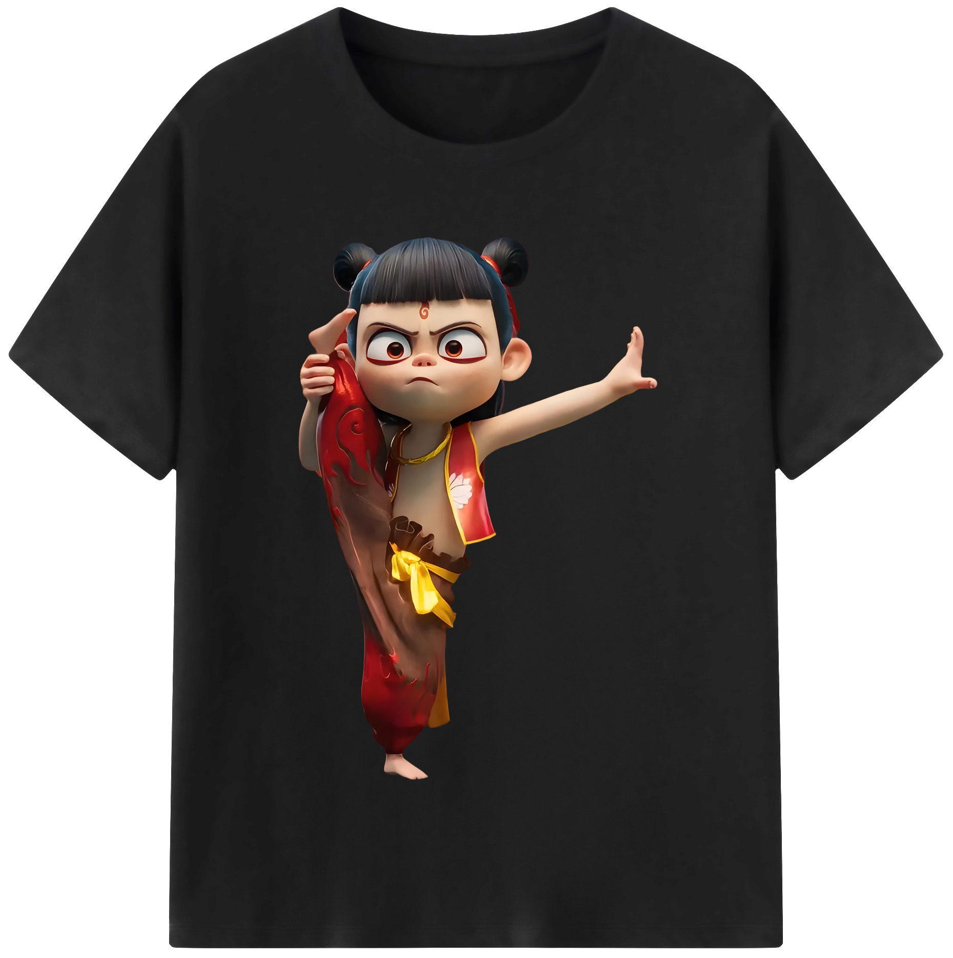 （画像用） Ne Zha 2 ナタ 魔童の大暴れ 綿100％半袖Tシャツ（フロントプリント）