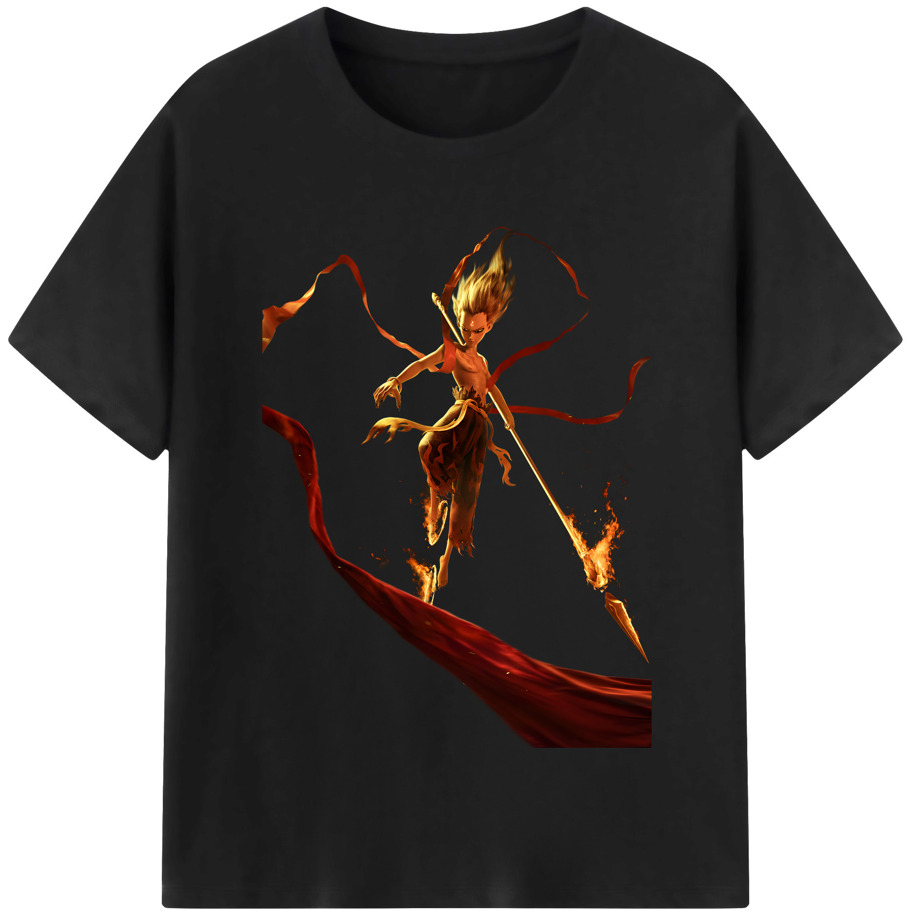 （画像用） Ne Zha 2 ナタ 魔童の大暴れ 綿100％半袖Tシャツ（フロントプリント）