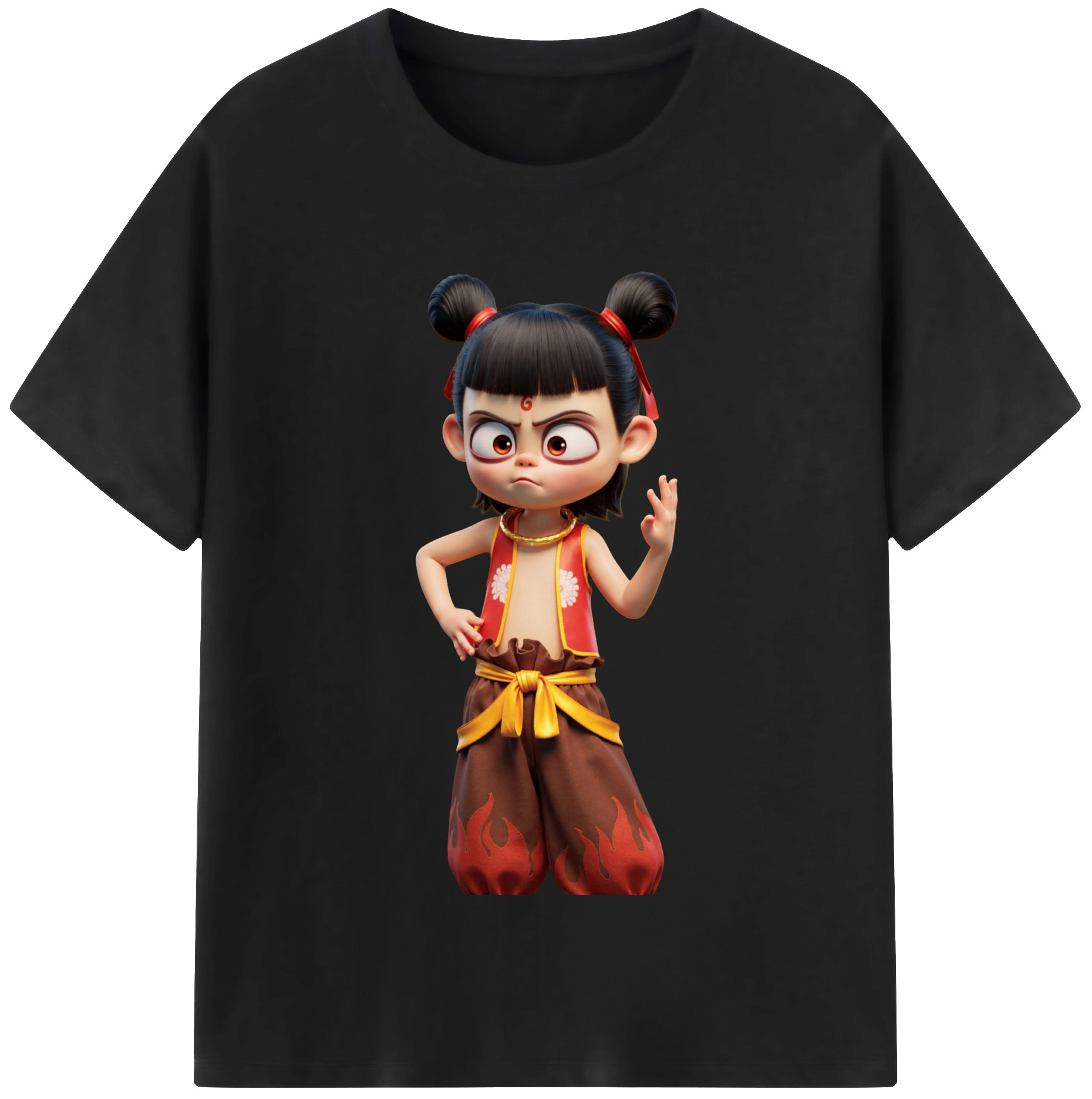 （画像用） Ne Zha 2 ナタ 魔童の大暴れ 綿100％半袖Tシャツ（フロントプリント）