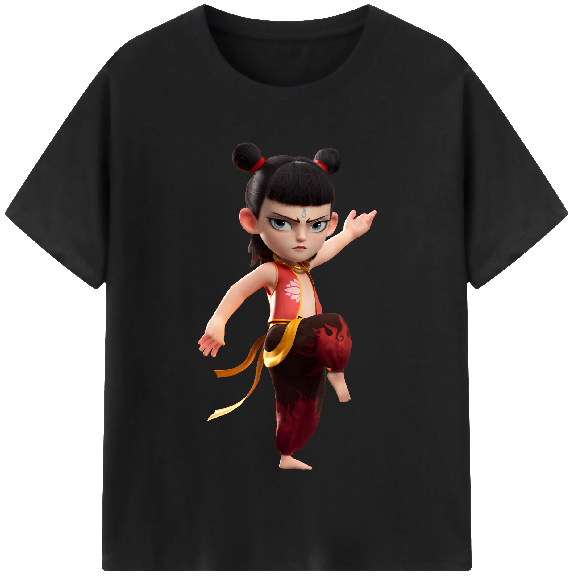 （画像用） Ne Zha 2 ナタ 魔童の大暴れ 綿100％半袖Tシャツ（フロントプリント）