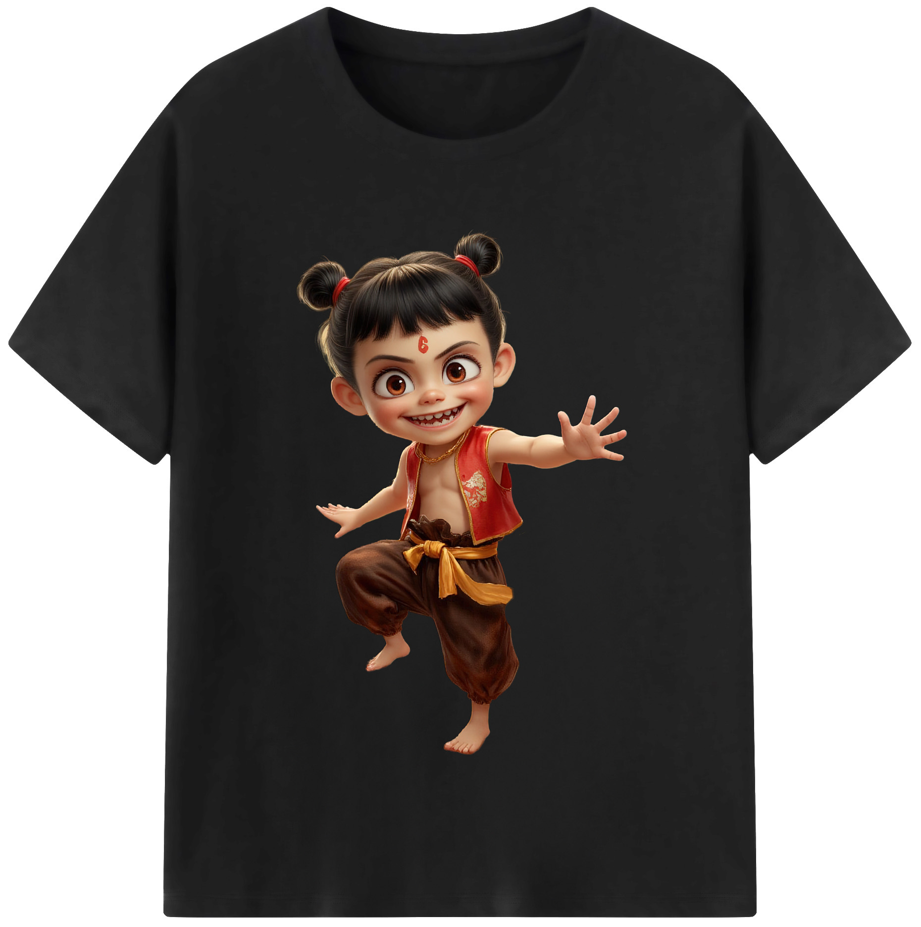 （画像用） Ne Zha 2 ナタ 魔童の大暴れ 綿100％半袖Tシャツ（フロントプリント）